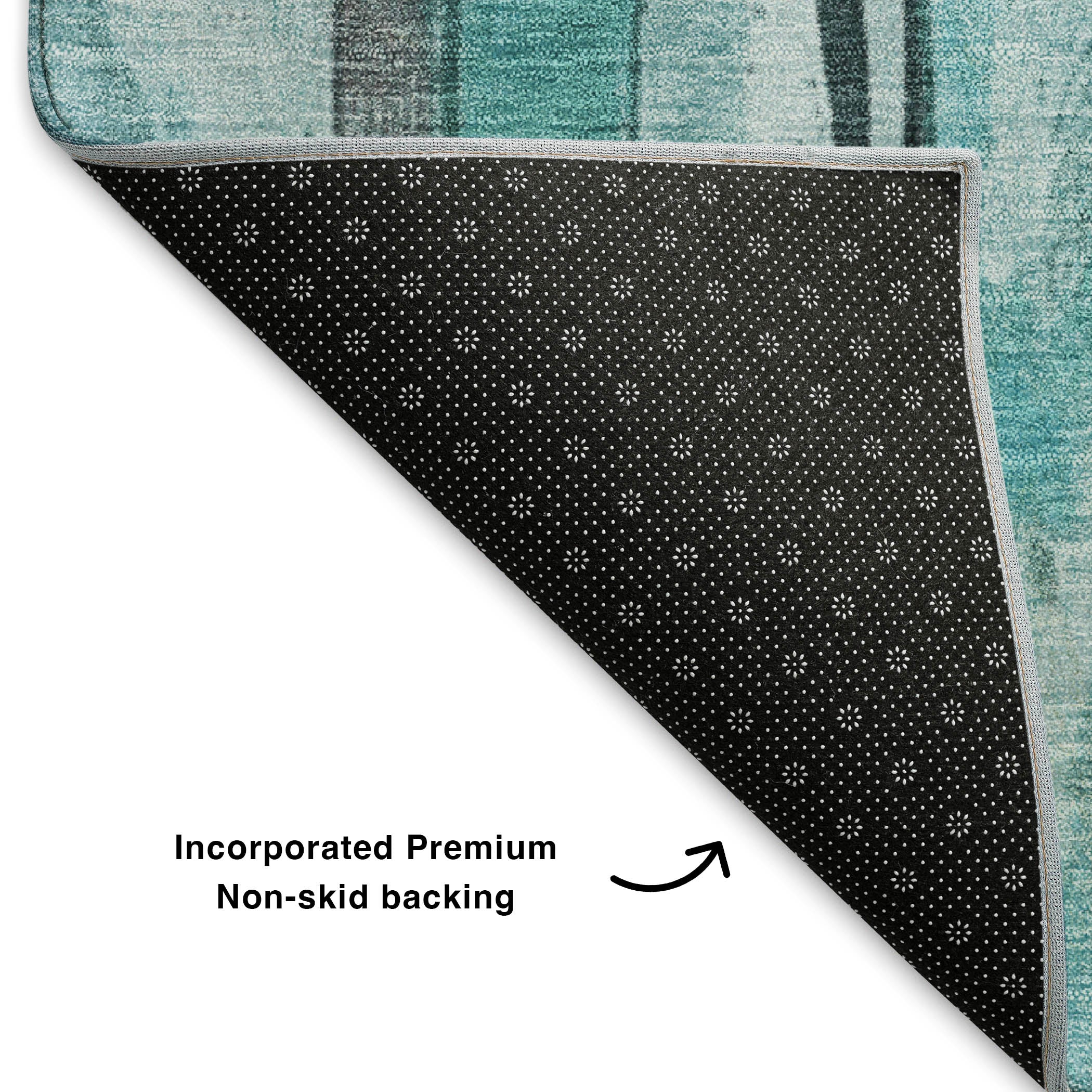 Dublin Machine Washable Transitional Teal Rug 1'8" x 2'6" #shape_Rectangle