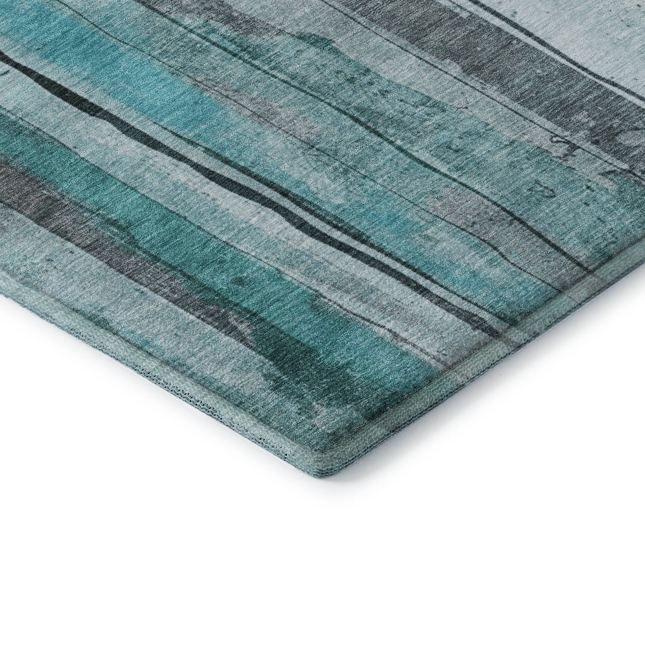 Dublin Machine Washable Transitional Teal Rug 1'8" x 2'6" #shape_Rectangle