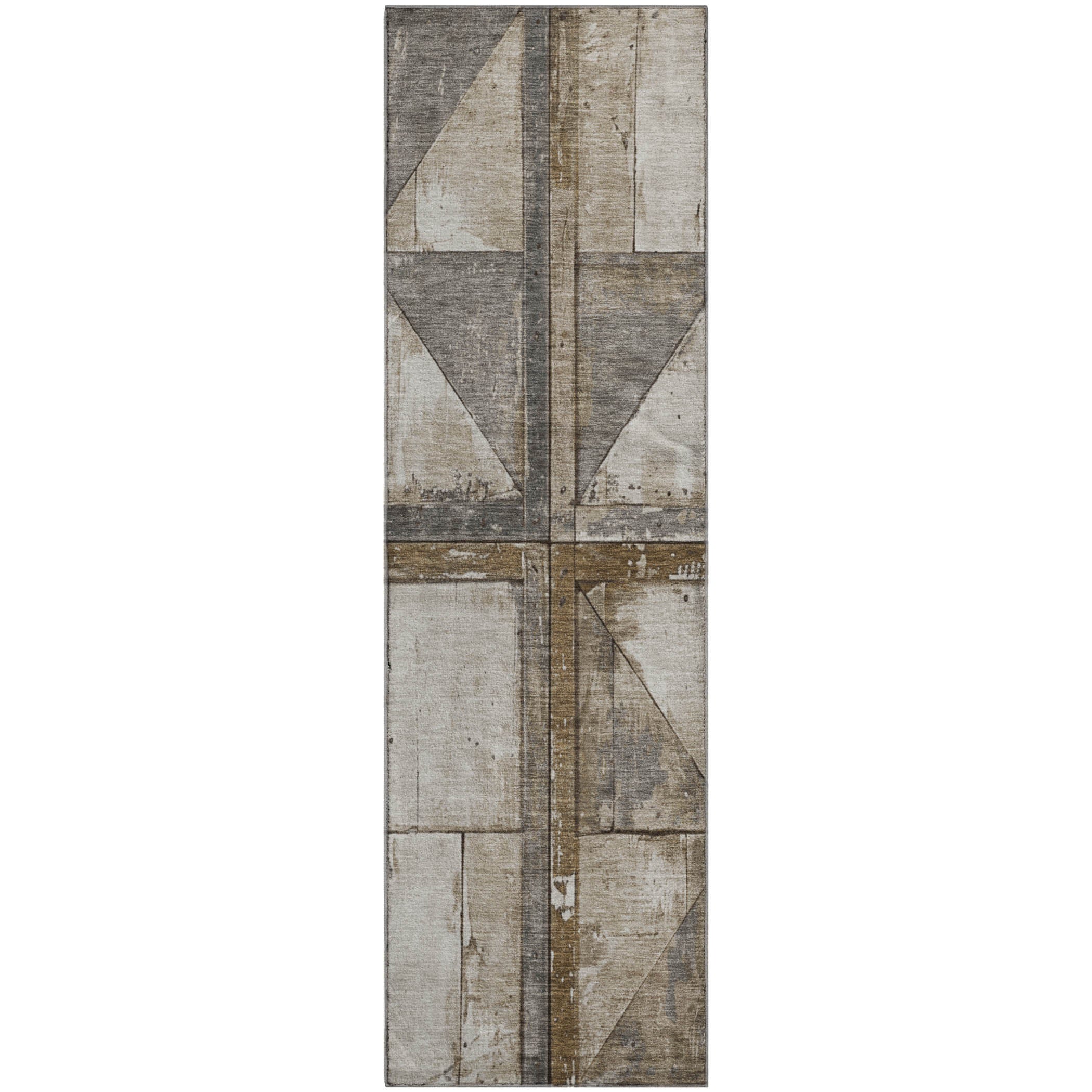 Rome Machine Washable Transitional Beige Brown Rug 2'3" x 7'6" #shape_Runner