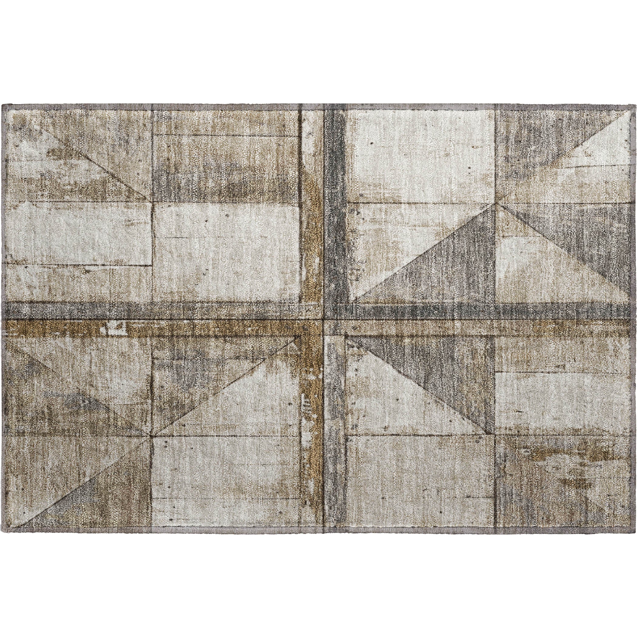 Rome Machine Washable Transitional Beige Brown Rug 1'8" x 2'6" #shape_Rectangle