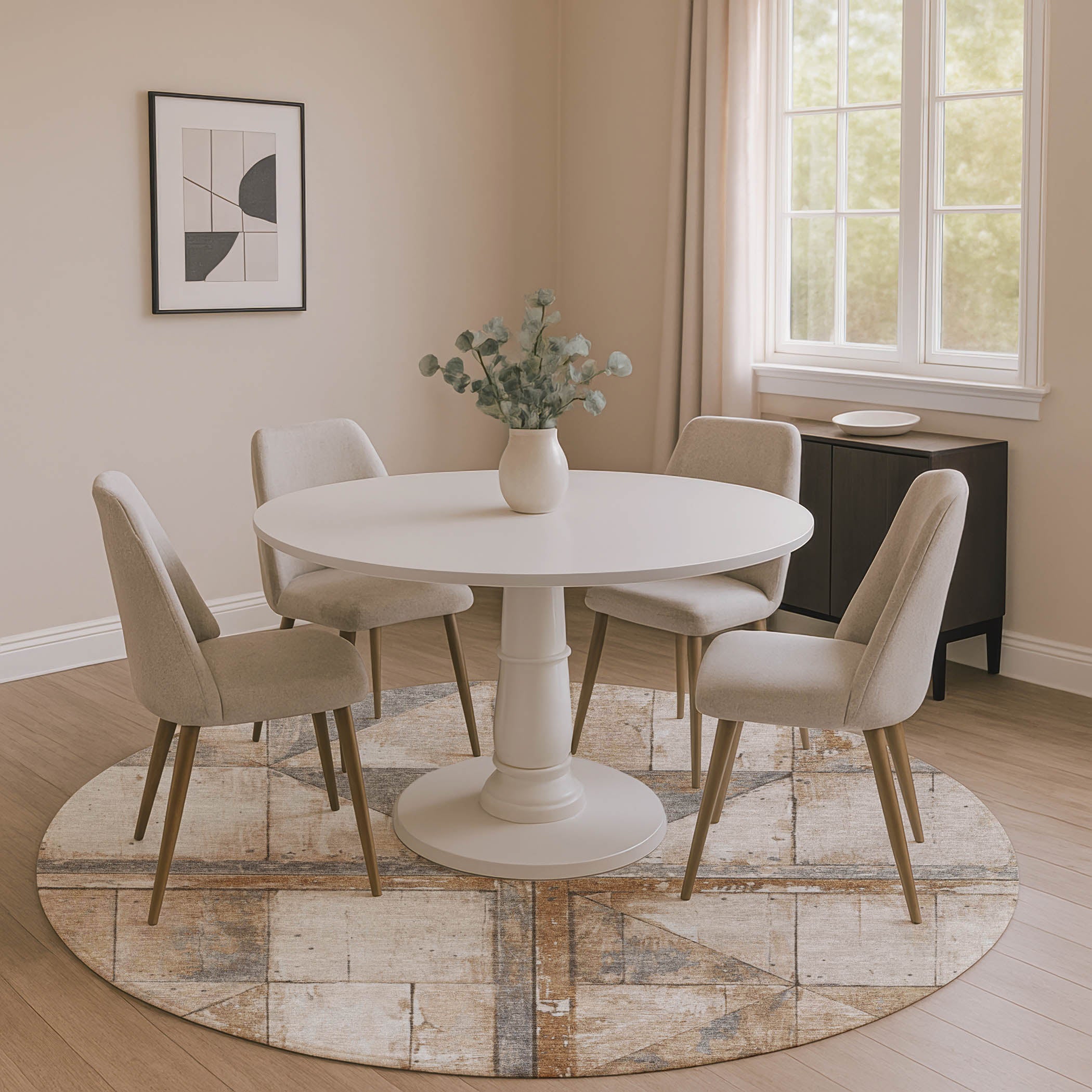 Rome Machine Washable Transitional Copper Orange Rug 8' x 8' #shape_Round