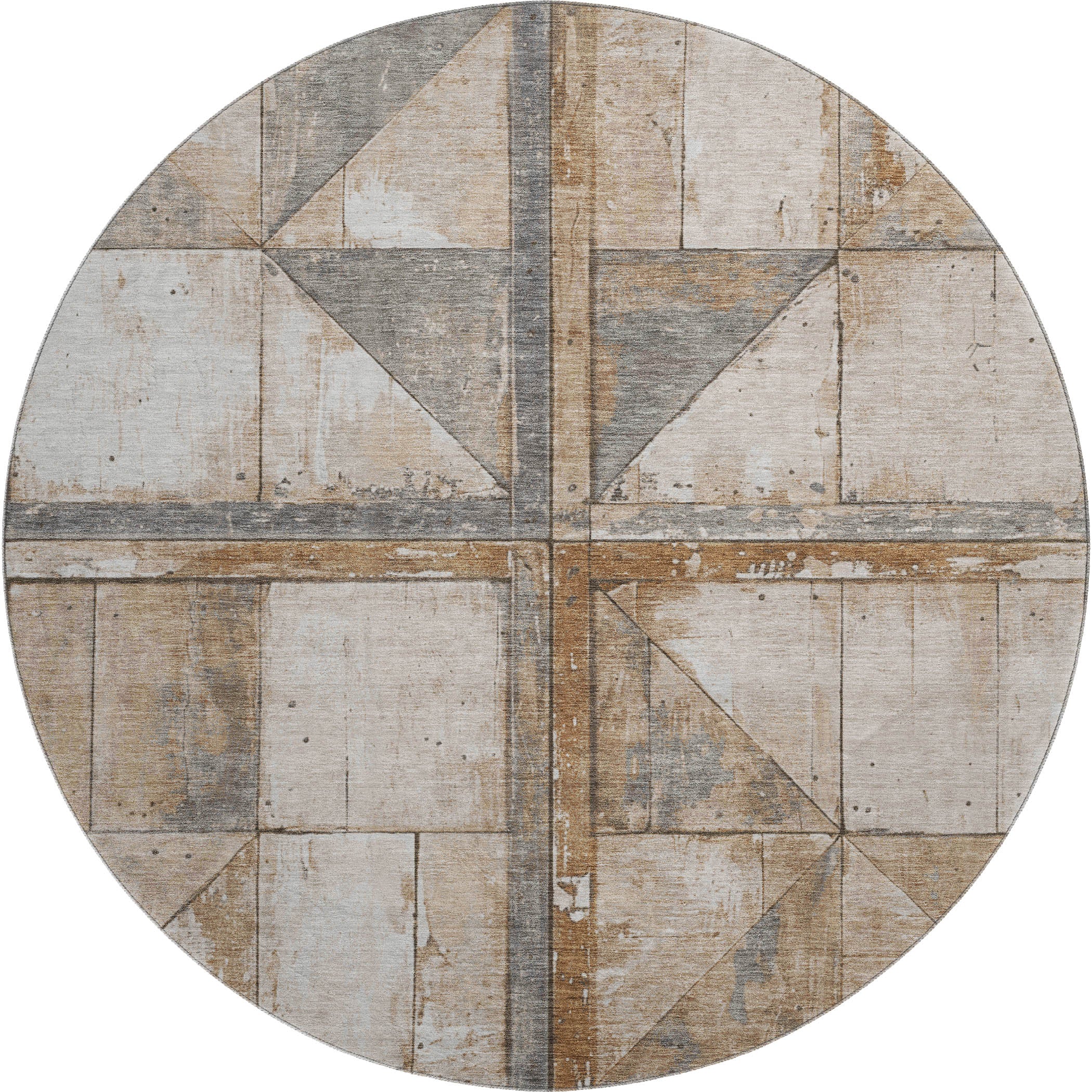 Rome Machine Washable Transitional Copper Orange Rug 8' x 8' #shape_Round