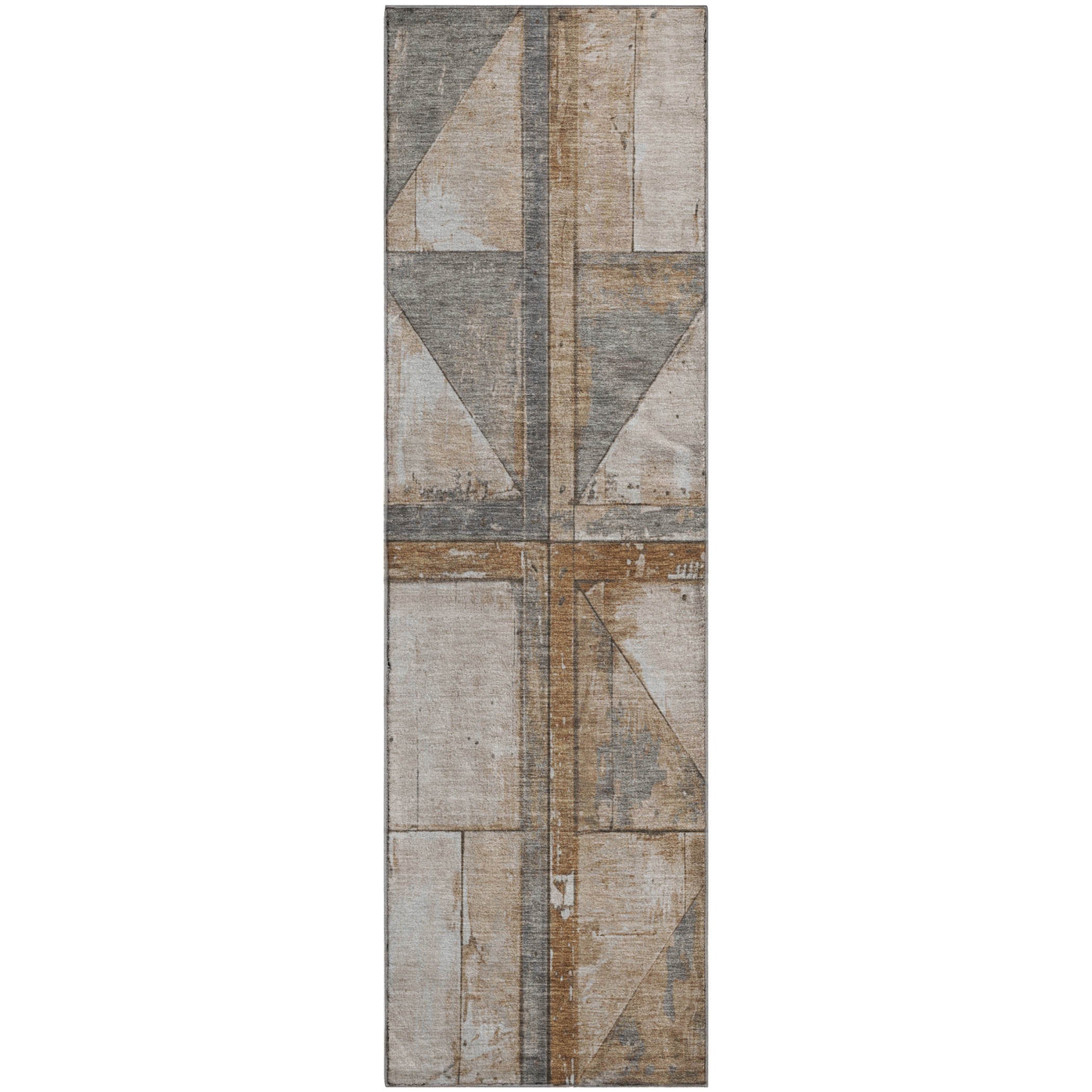Rome Machine Washable Transitional Copper Orange Rug 2'3" x 7'6" #shape_Runner