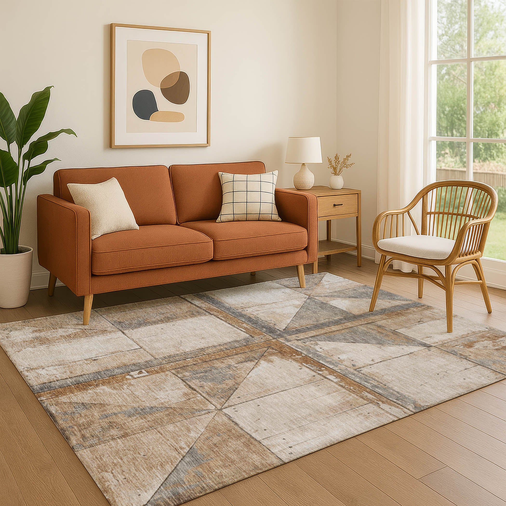 Rome Machine Washable Transitional Copper Orange Rug 2'6" x 3'10" #shape_Rectangle