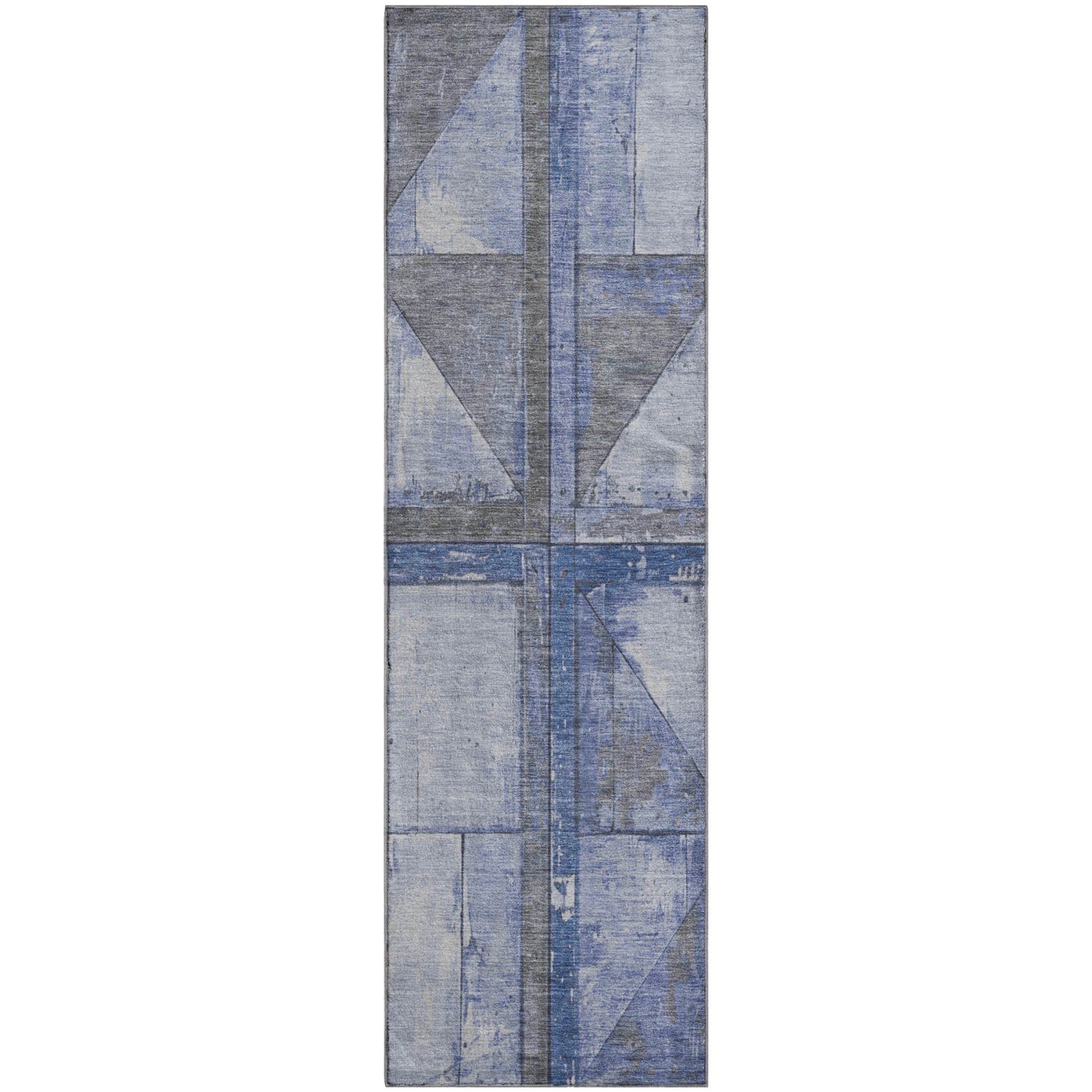 Rome Machine Washable Transitional Denim Blue Rug 2'3" x 7'6" #shape_Runner