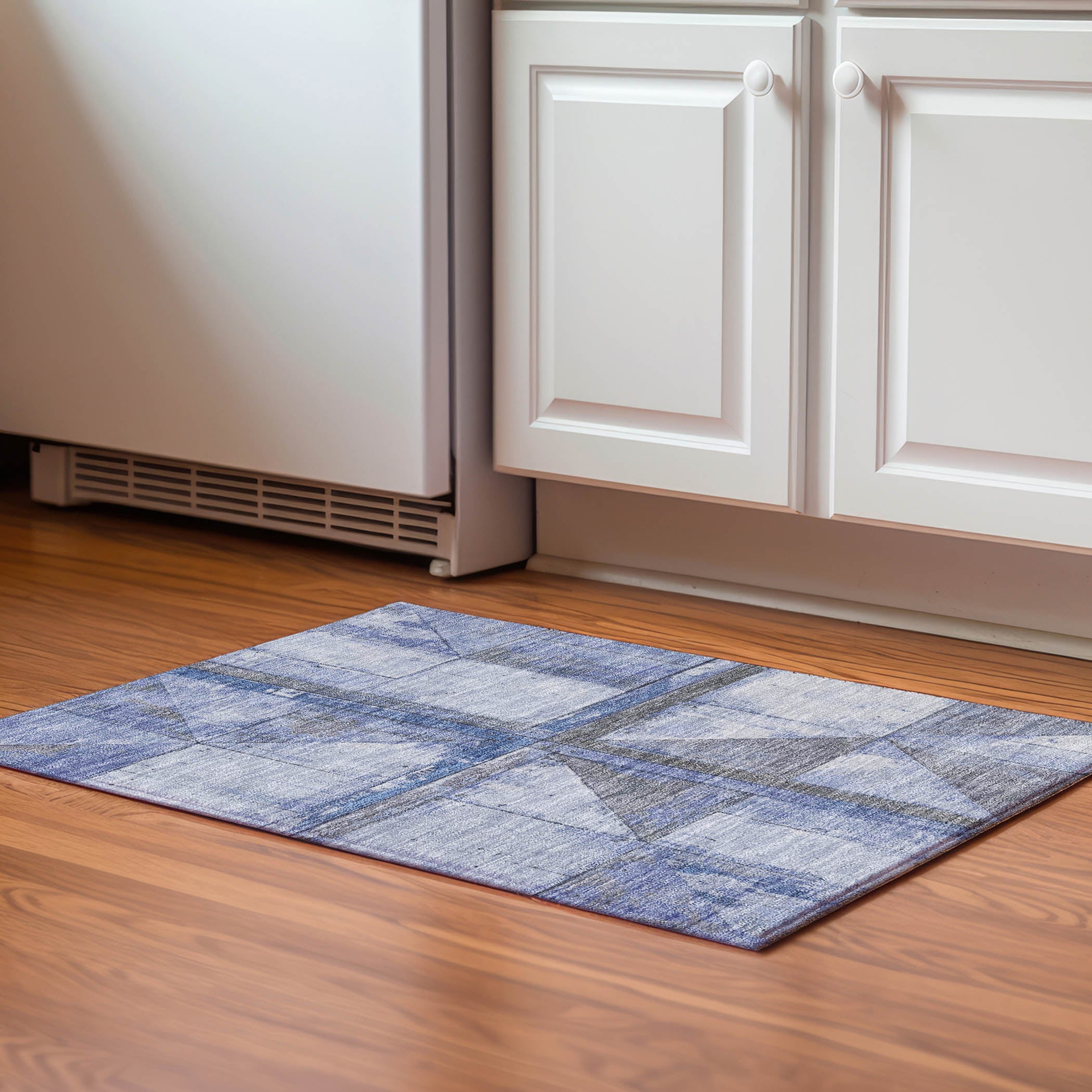 Rome Machine Washable Transitional Denim Blue Rug 1'8" x 2'6" #shape_Rectangle