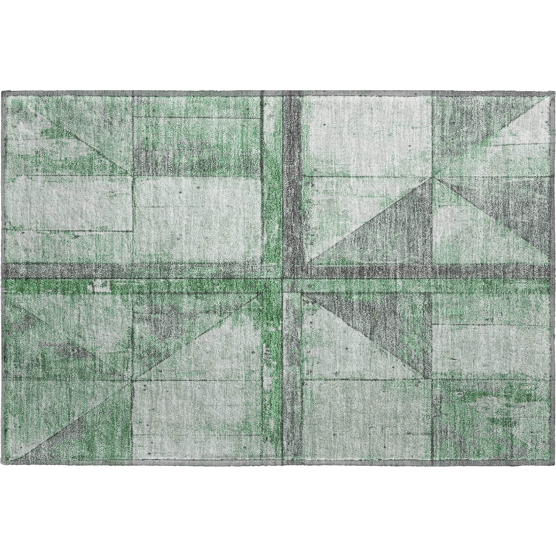 Rome Machine Washable Transitional Green Rug 1'8" x 2'6" #shape_Rectangle
