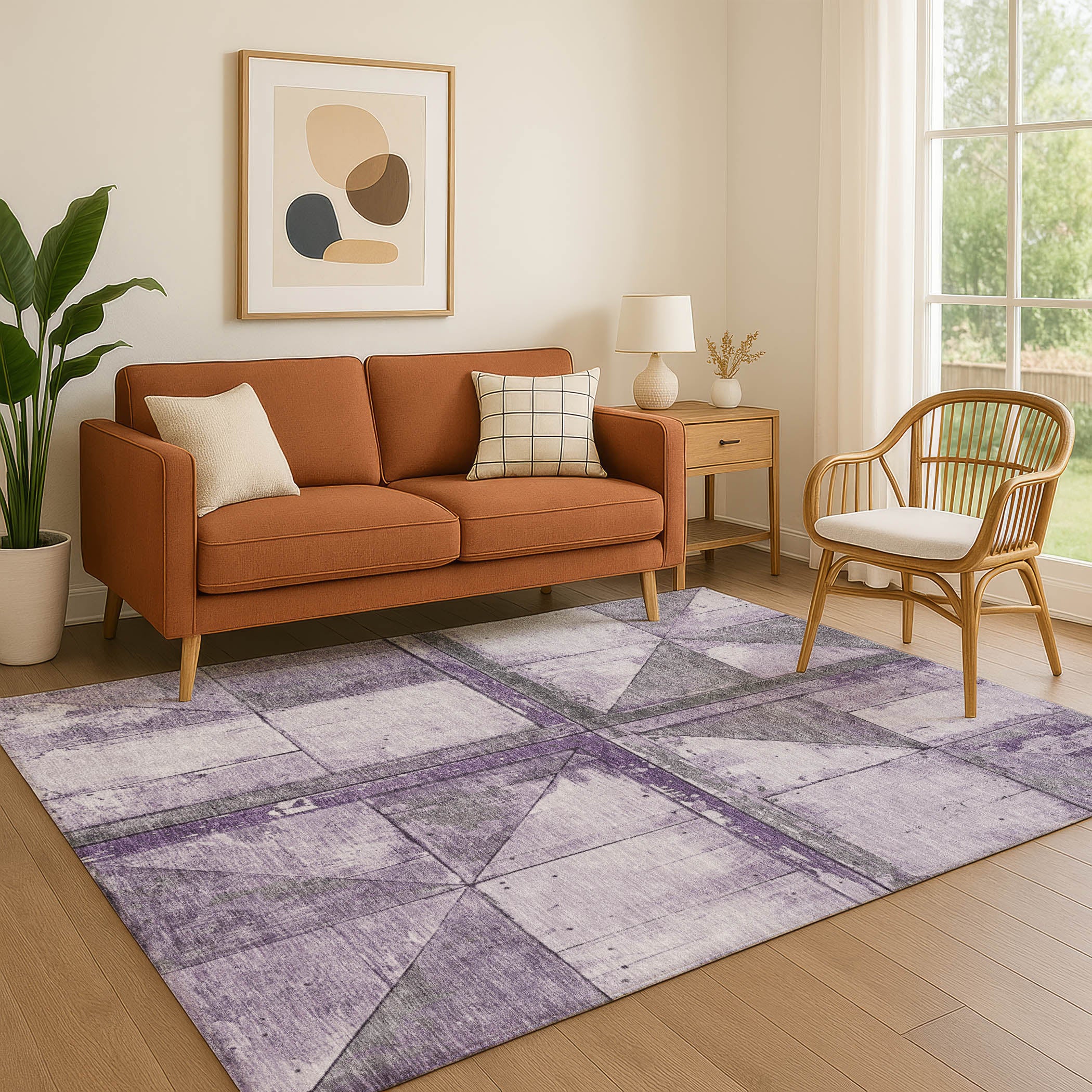Rome Machine Washable Transitional Purple Rug 2'6" x 3'10" #shape_Rectangle
