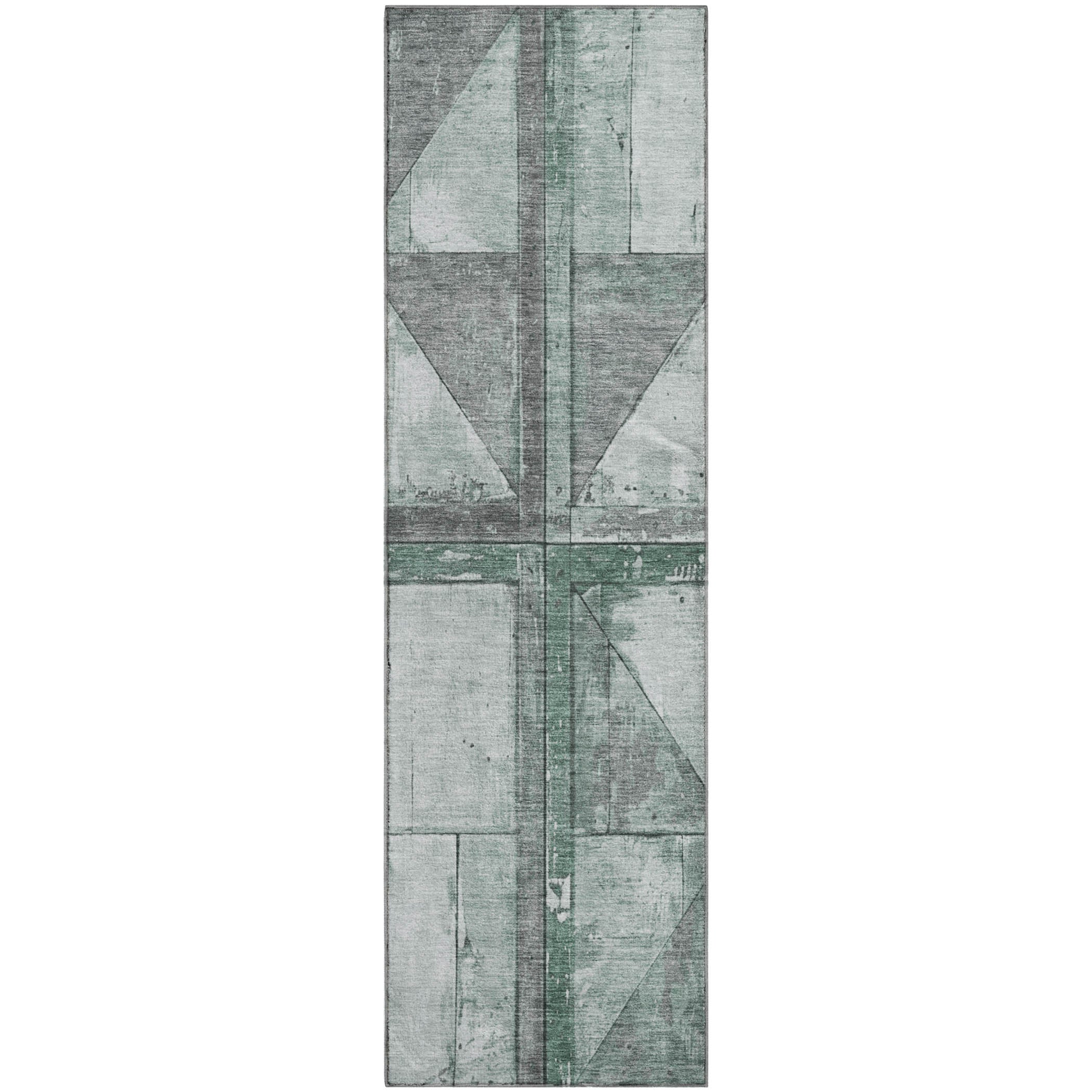 Rome Machine Washable Transitional Sage Green Rug 2'3" x 7'6" #shape_Runner