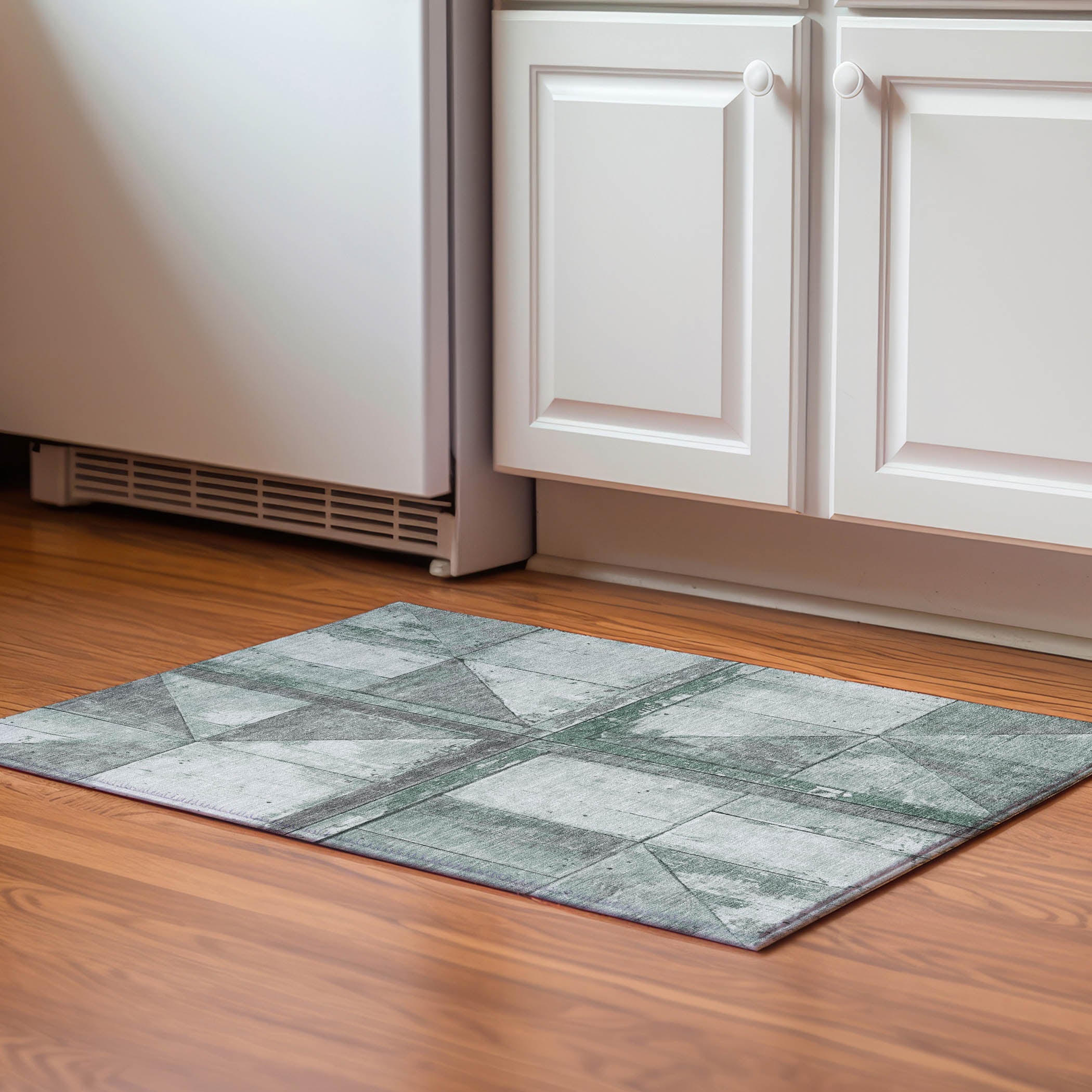 Rome Machine Washable Transitional Sage Green Rug 1'8" x 2'6" #shape_Rectangle