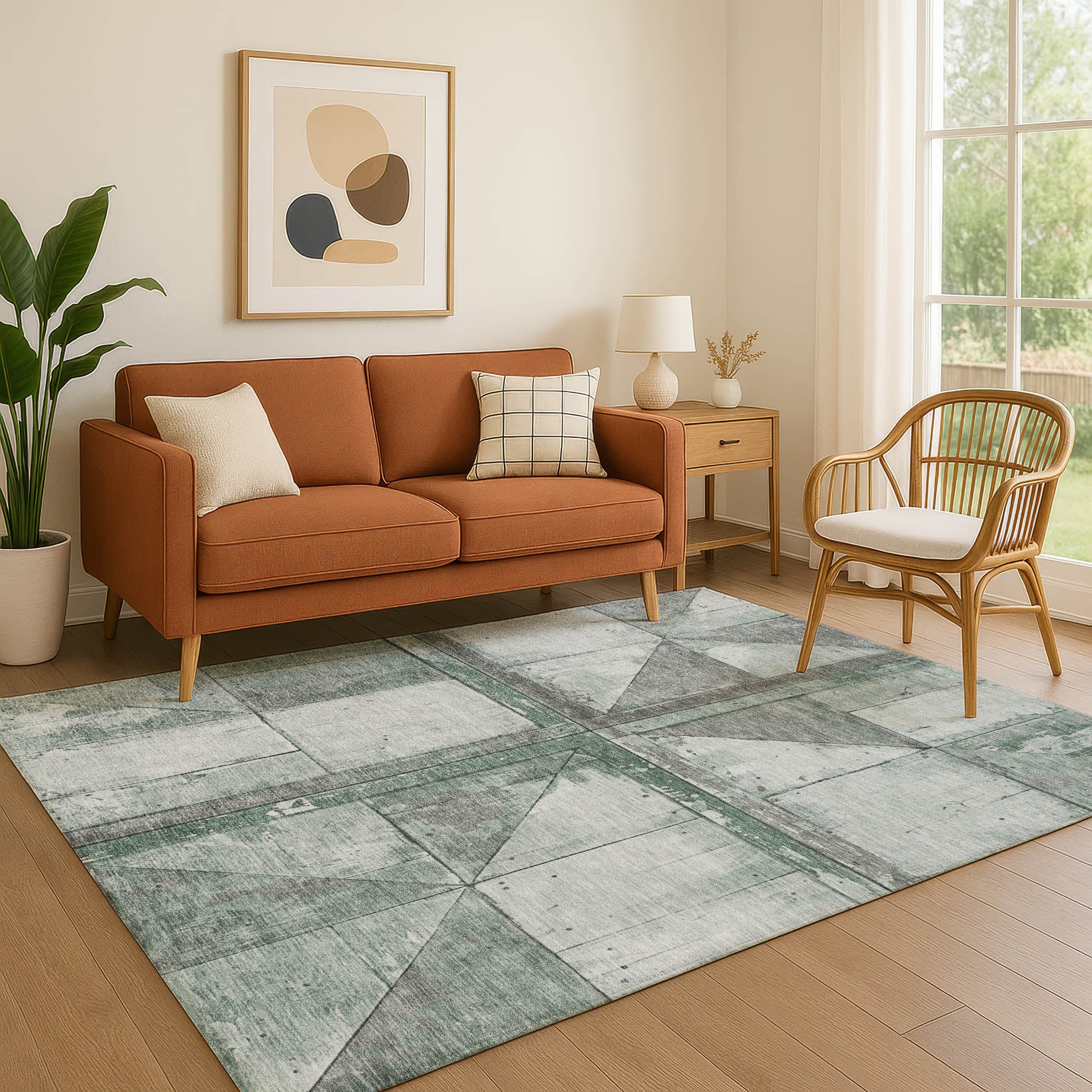 Rome Machine Washable Transitional Sage Green Rug 2'6" x 3'10" #shape_Rectangle