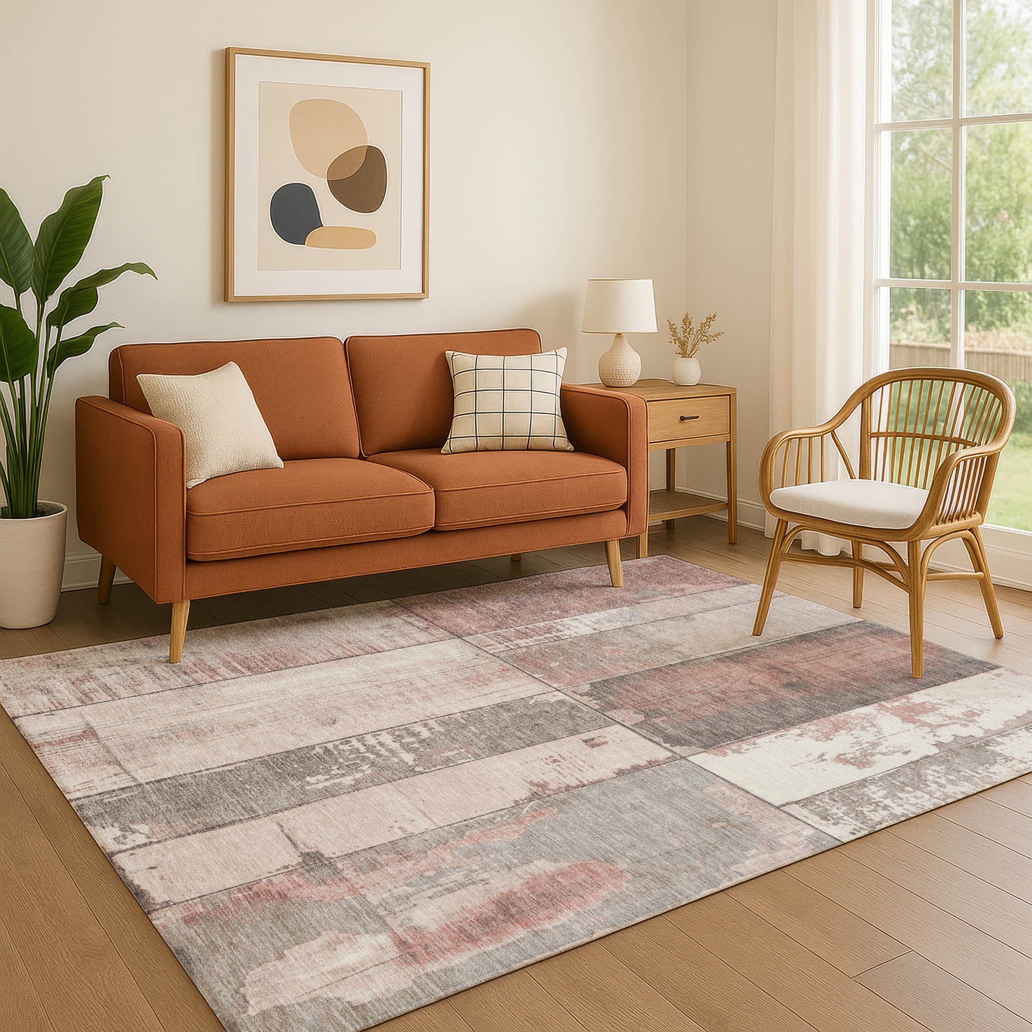 Santorini Machine Washable Transitional Copper Orange Rug 2'6" x 3'10" #shape_Rectangle