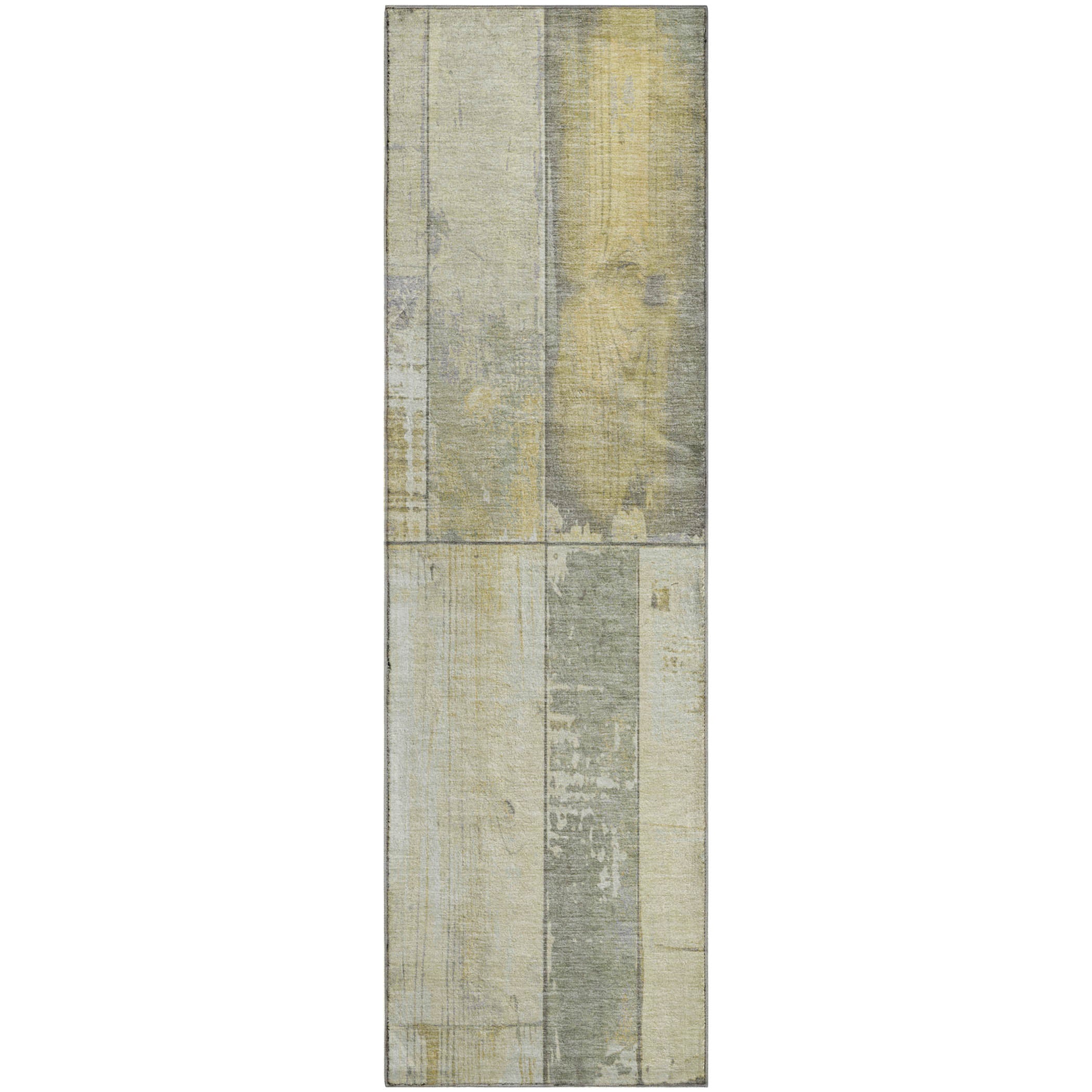 Santorini Machine Washable Transitional Gold Rug 2'3" x 7'6" #shape_Runner