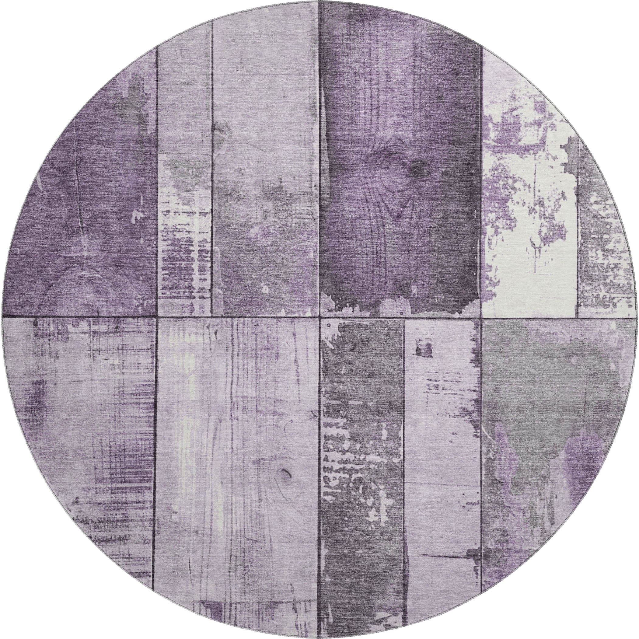 Santorini Machine Washable Transitional Purple Rug 8' x 8' #shape_Round