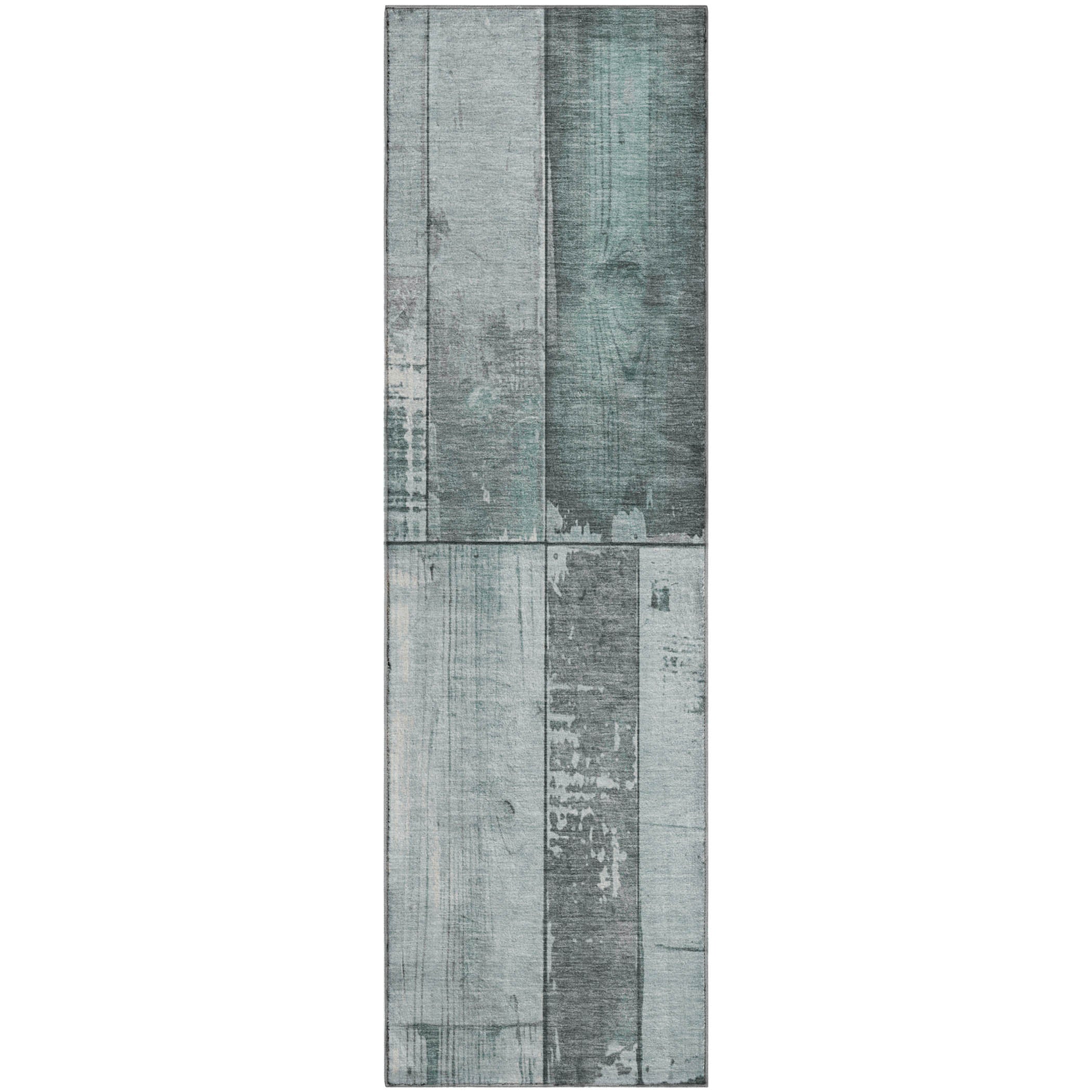 Santorini Machine Washable Transitional Seafoam Blue Rug 2'3" x 7'6" #shape_Runner