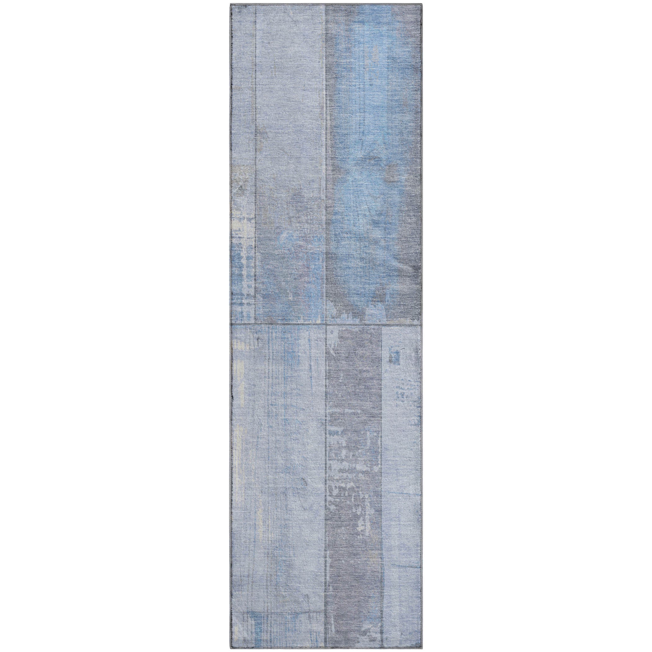 Santorini Machine Washable Transitional Sky Blue Rug 2'3" x 7'6" #shape_Runner