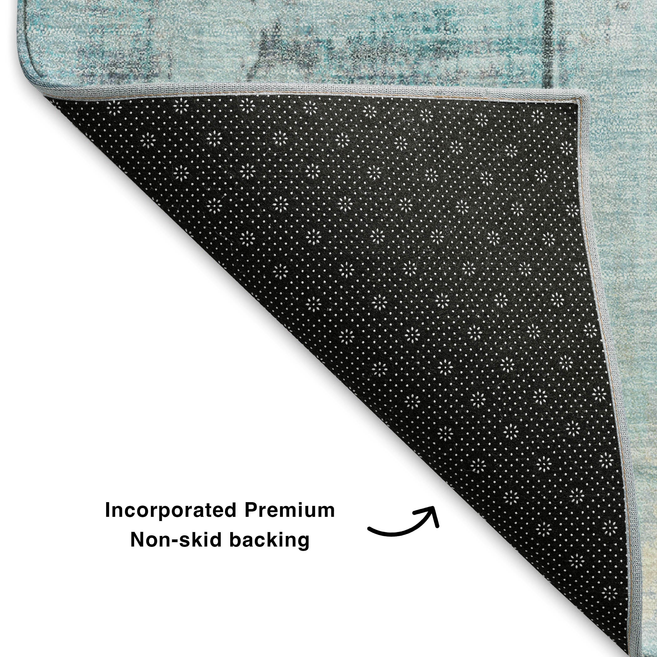 Santorini Machine Washable Transitional Teal Rug 1'8" x 2'6" #shape_Rectangle