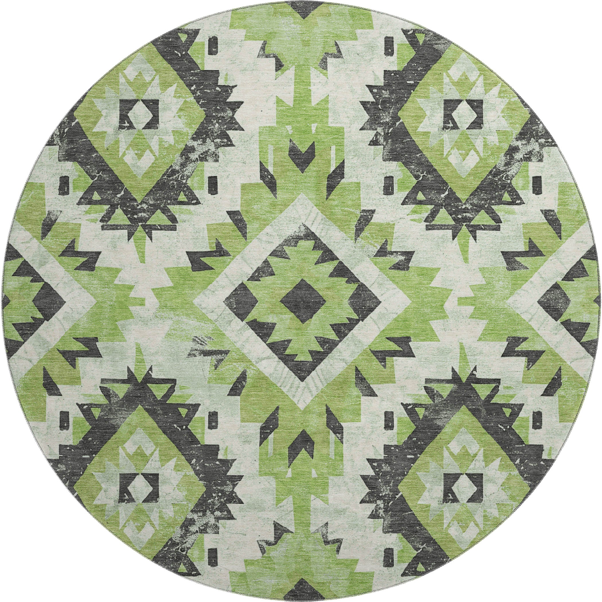 Reykjavik Machine Washable Transitional Aloe Green Rug 8' x 8' #shape_Round