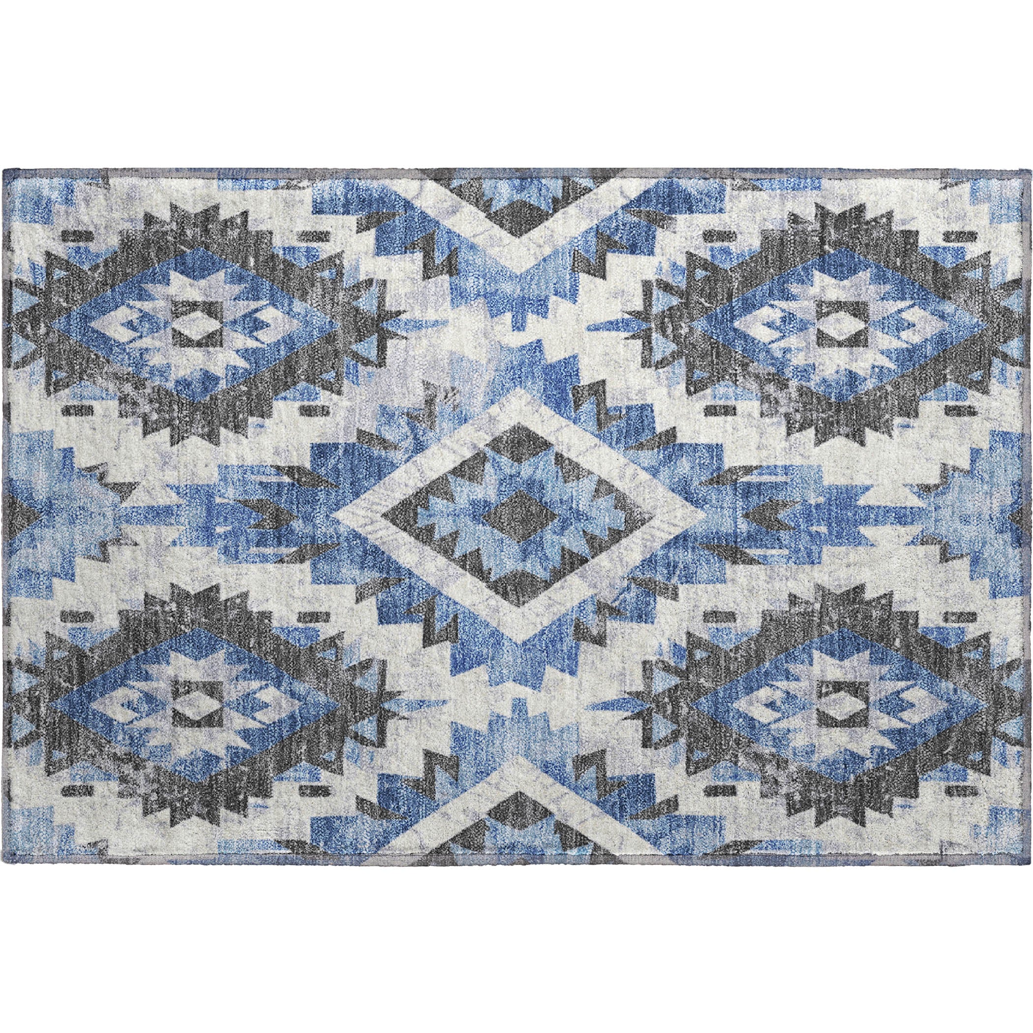Reykjavik Machine Washable Transitional Blue Rug 1'8" x 2'6" #shape_Rectangle