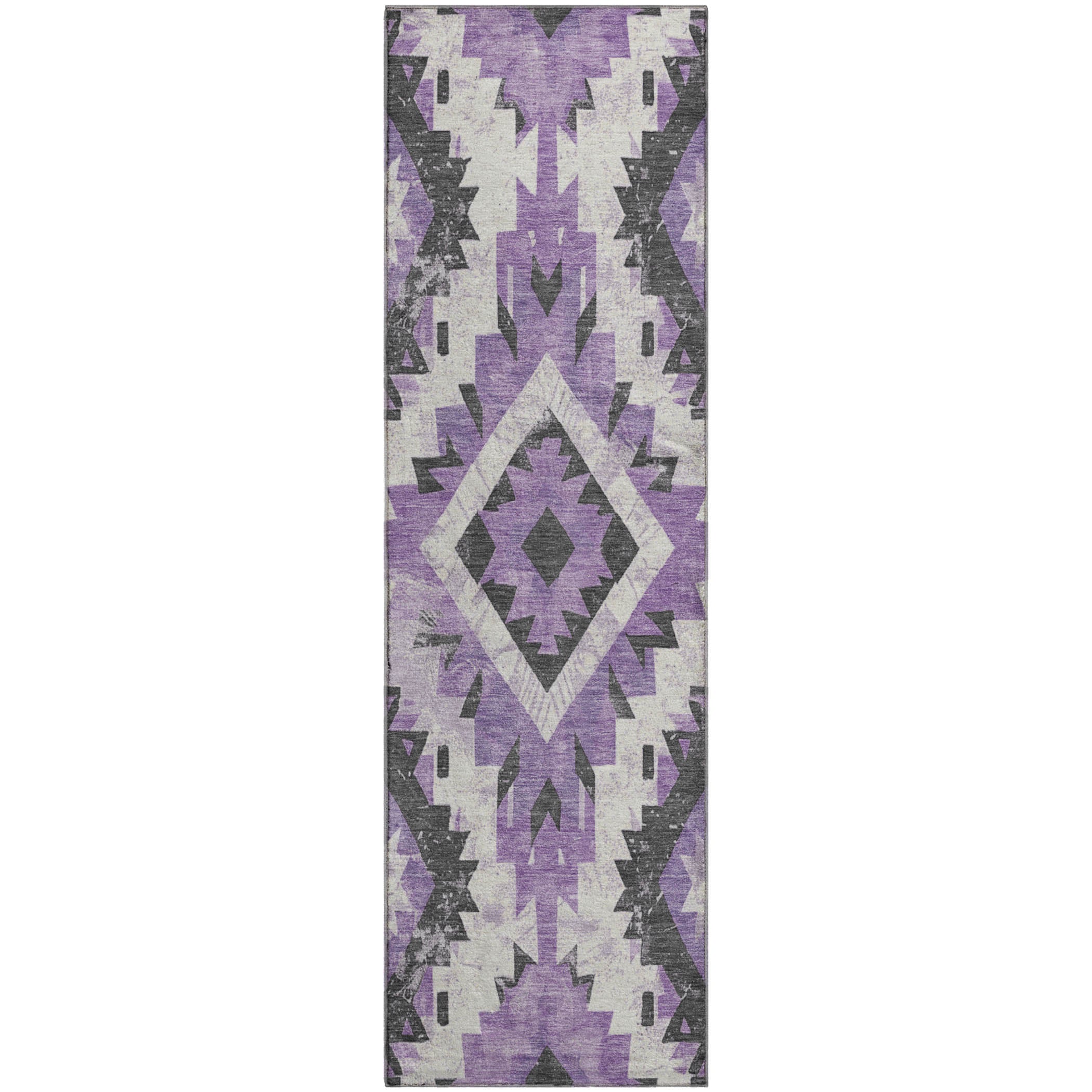 Reykjavik Machine Washable Transitional Purple Rug 2'3" x 7'6" #shape_Runner