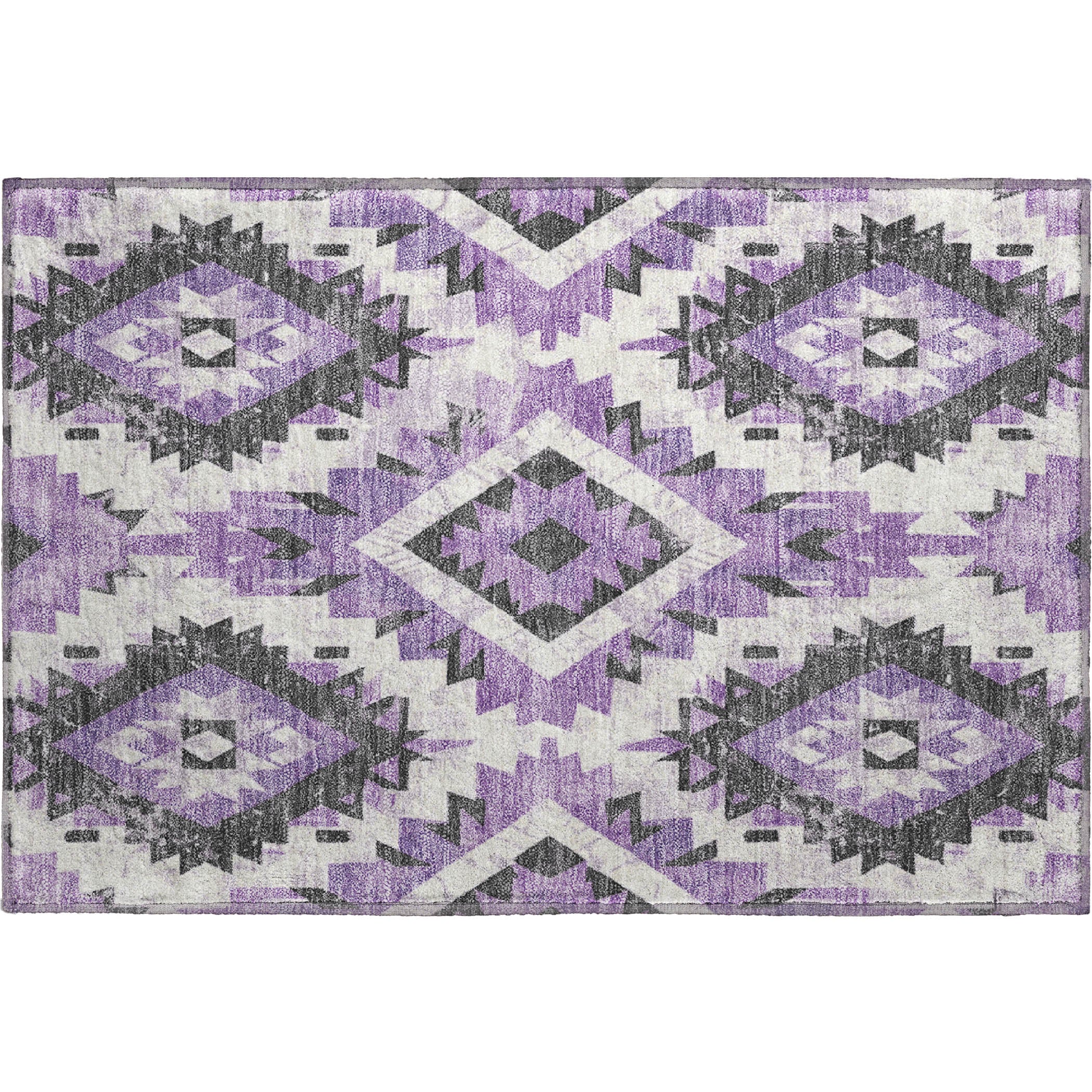 Reykjavik Machine Washable Transitional Purple Rug 1'8" x 2'6" #shape_Rectangle