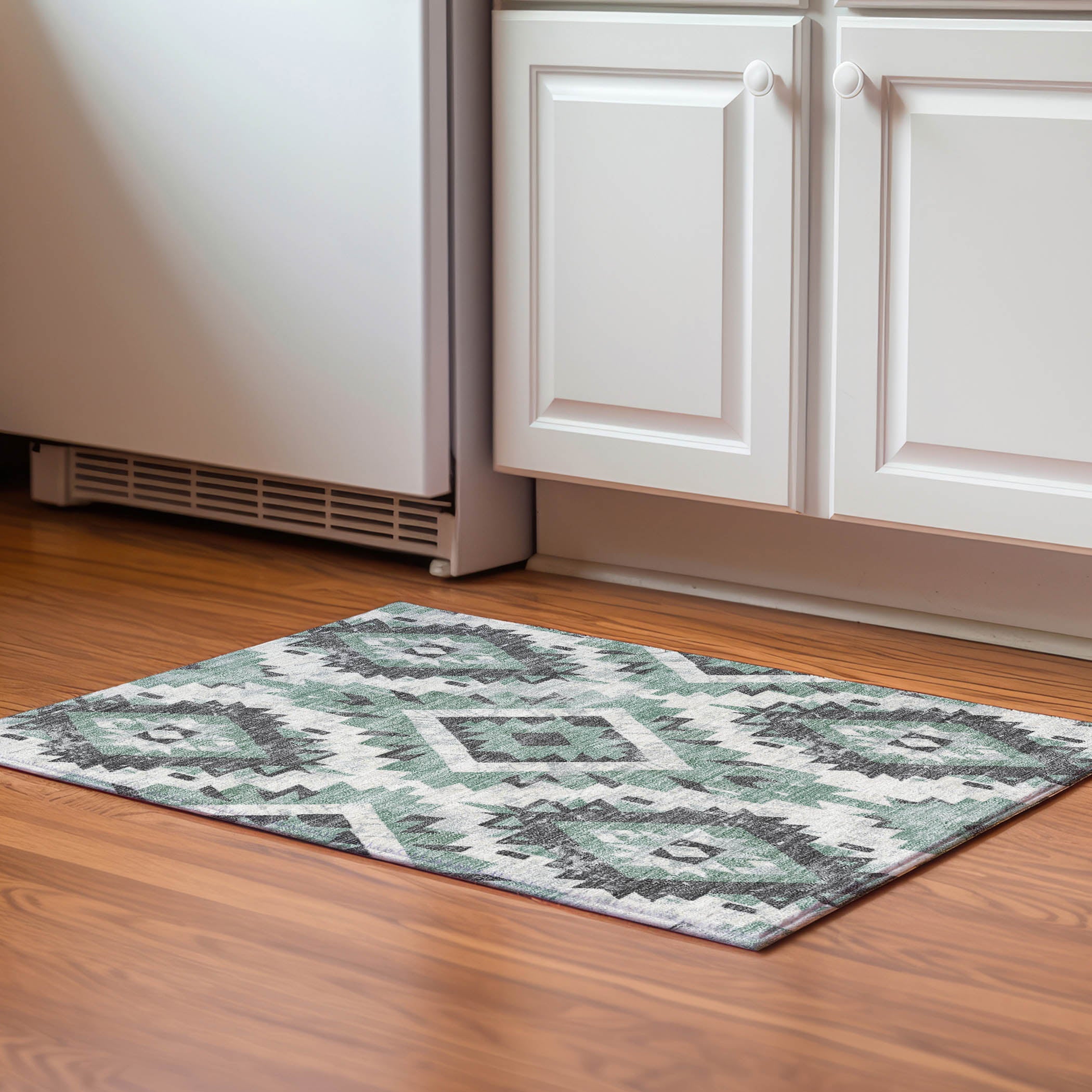 Reykjavik Machine Washable Transitional Seafoam Blue Rug 1'8" x 2'6" #shape_Rectangle
