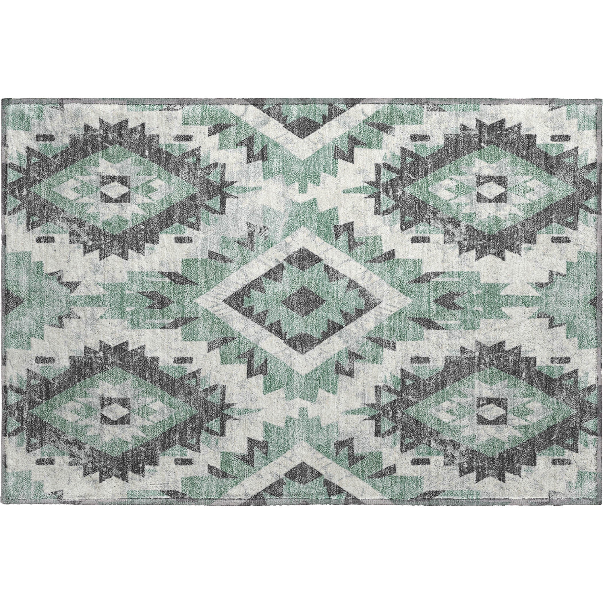 Reykjavik Machine Washable Transitional Seafoam Blue Rug 1'8" x 2'6" #shape_Rectangle