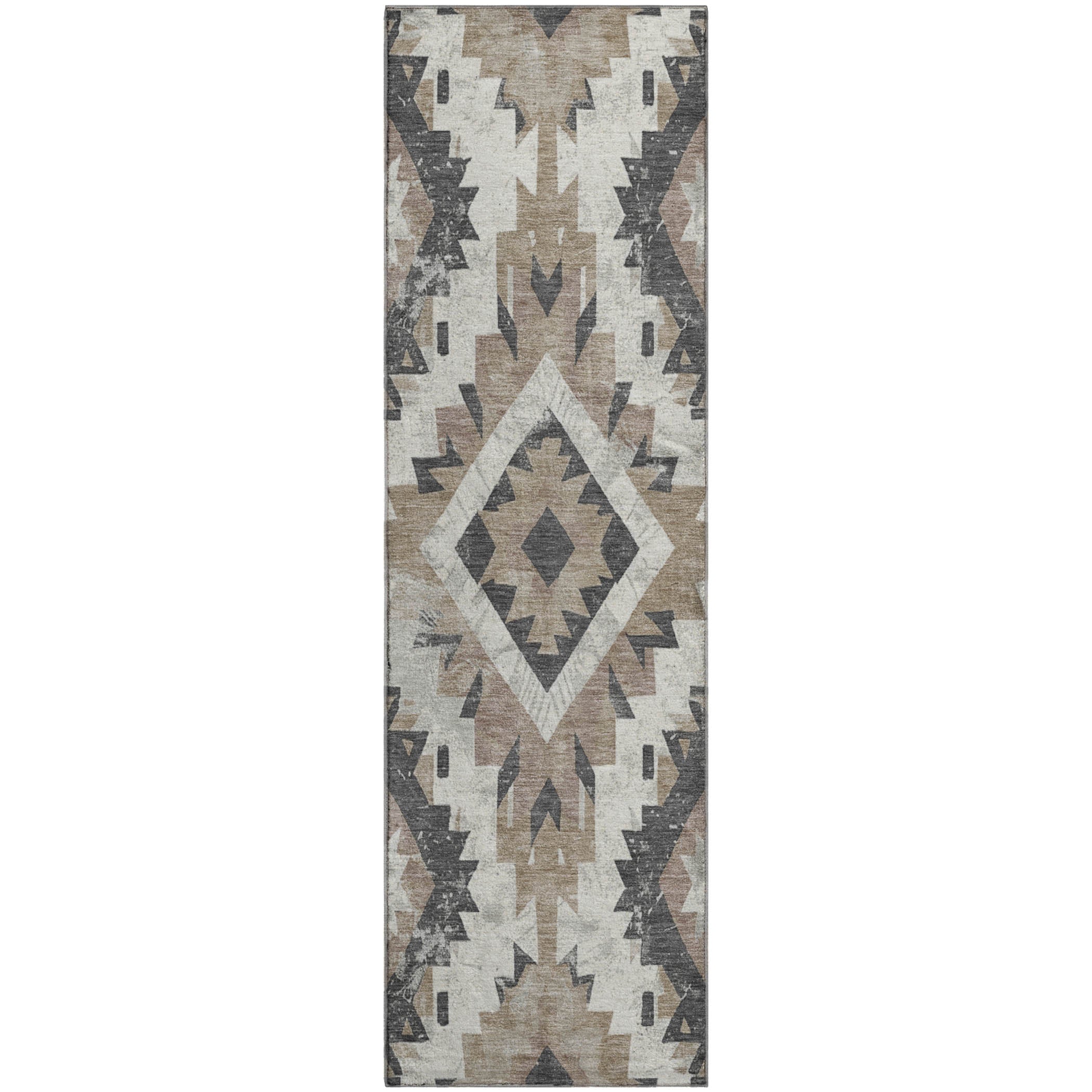 Reykjavik Machine Washable Transitional Taupe Brown Rug 2'3" x 7'6" #shape_Runner