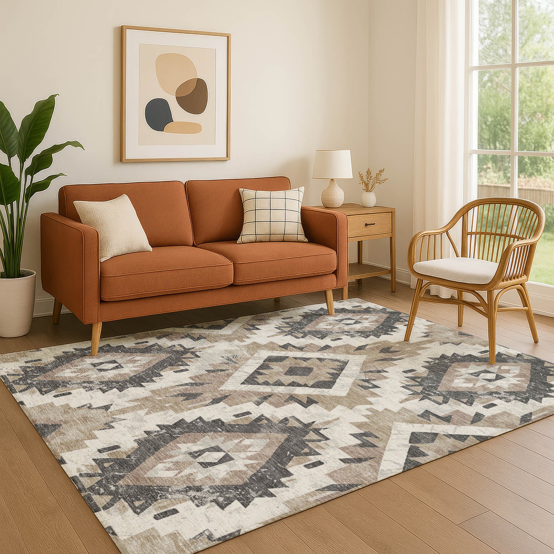 Reykjavik Machine Washable Transitional Taupe Brown Rug 2'6" x 3'10" #shape_Rectangle