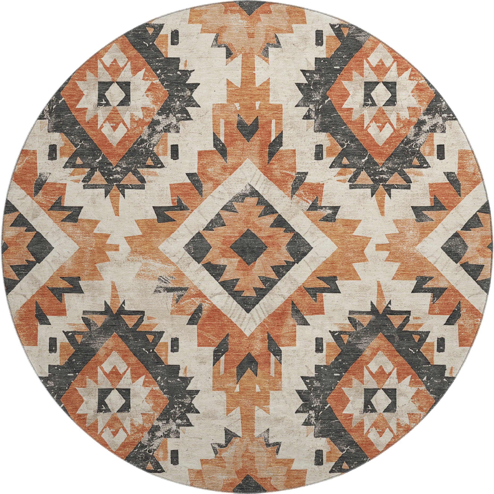 Reykjavik Machine Washable Transitional Terracotta Orange Rug 8' x 8' #shape_Round