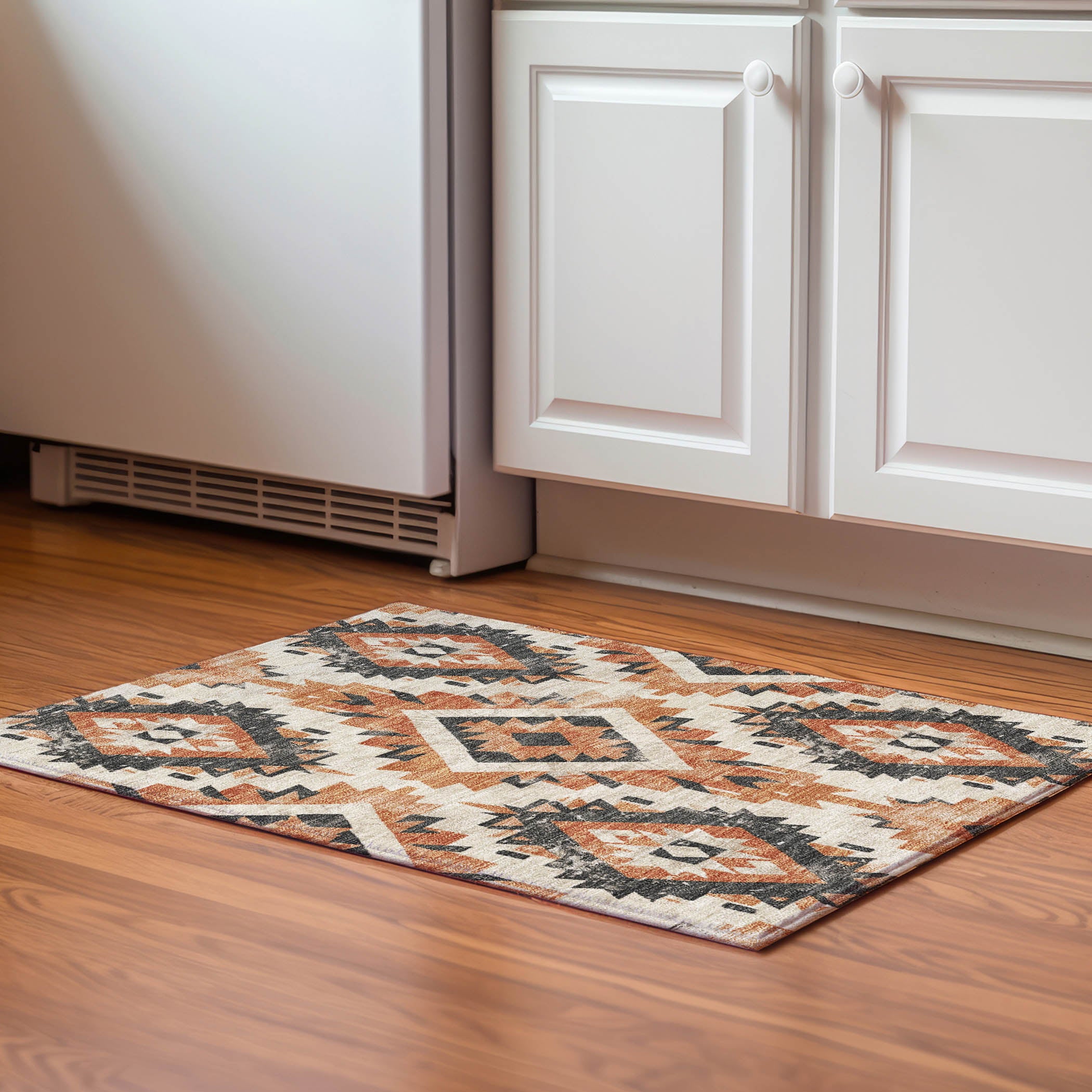 Reykjavik Machine Washable Transitional Terracotta Orange Rug 1'8" x 2'6" #shape_Rectangle
