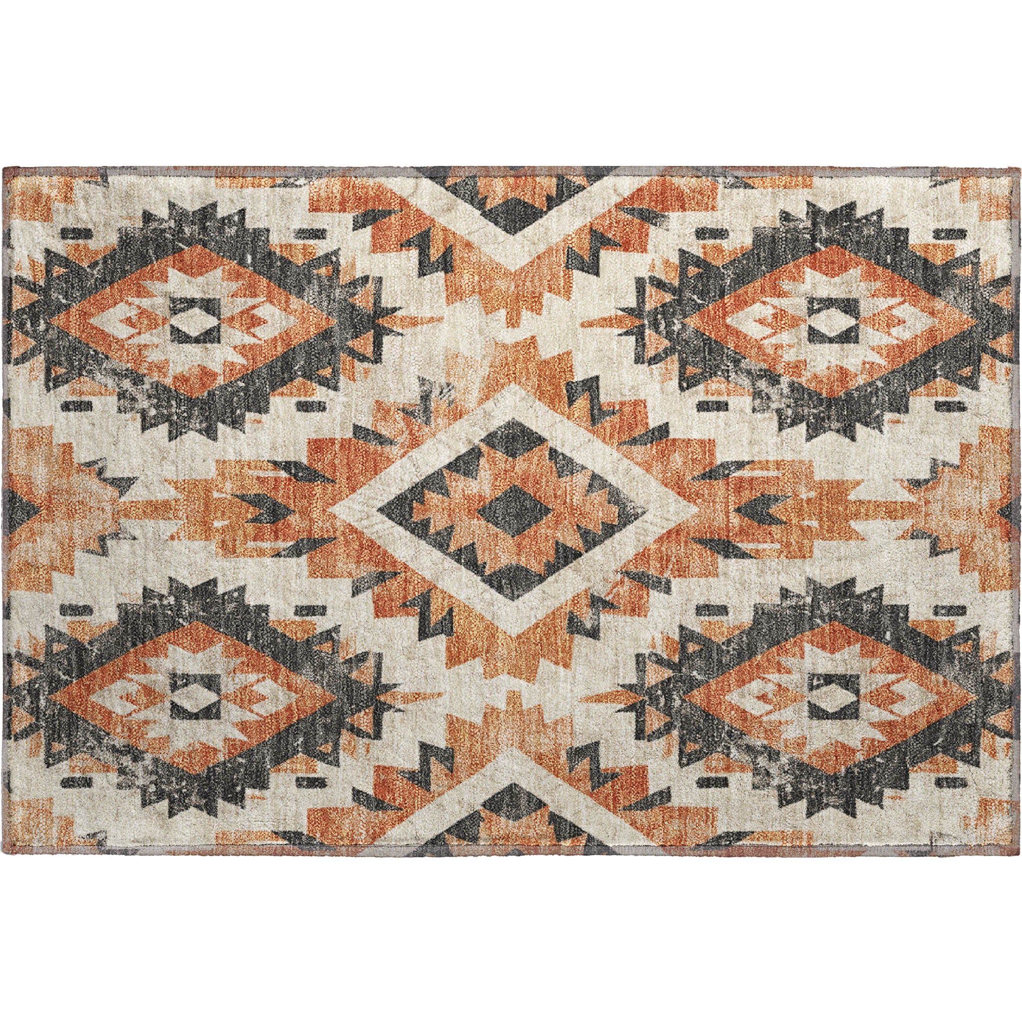 Reykjavik Machine Washable Transitional Terracotta Orange Rug 1'8" x 2'6" #shape_Rectangle