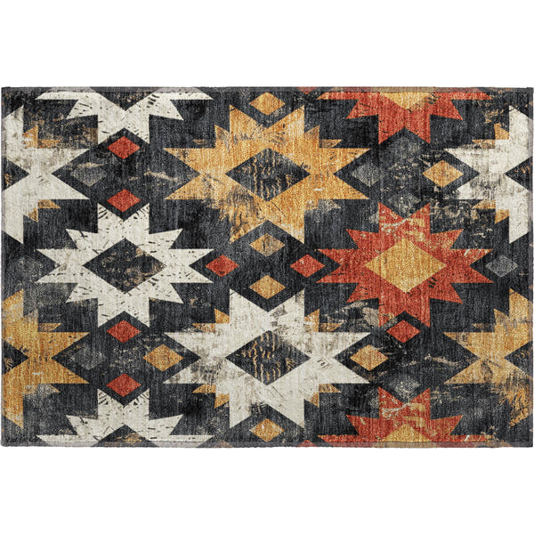 Valletta Machine Washable Transitional Black Rug 1'8" x 2'6"