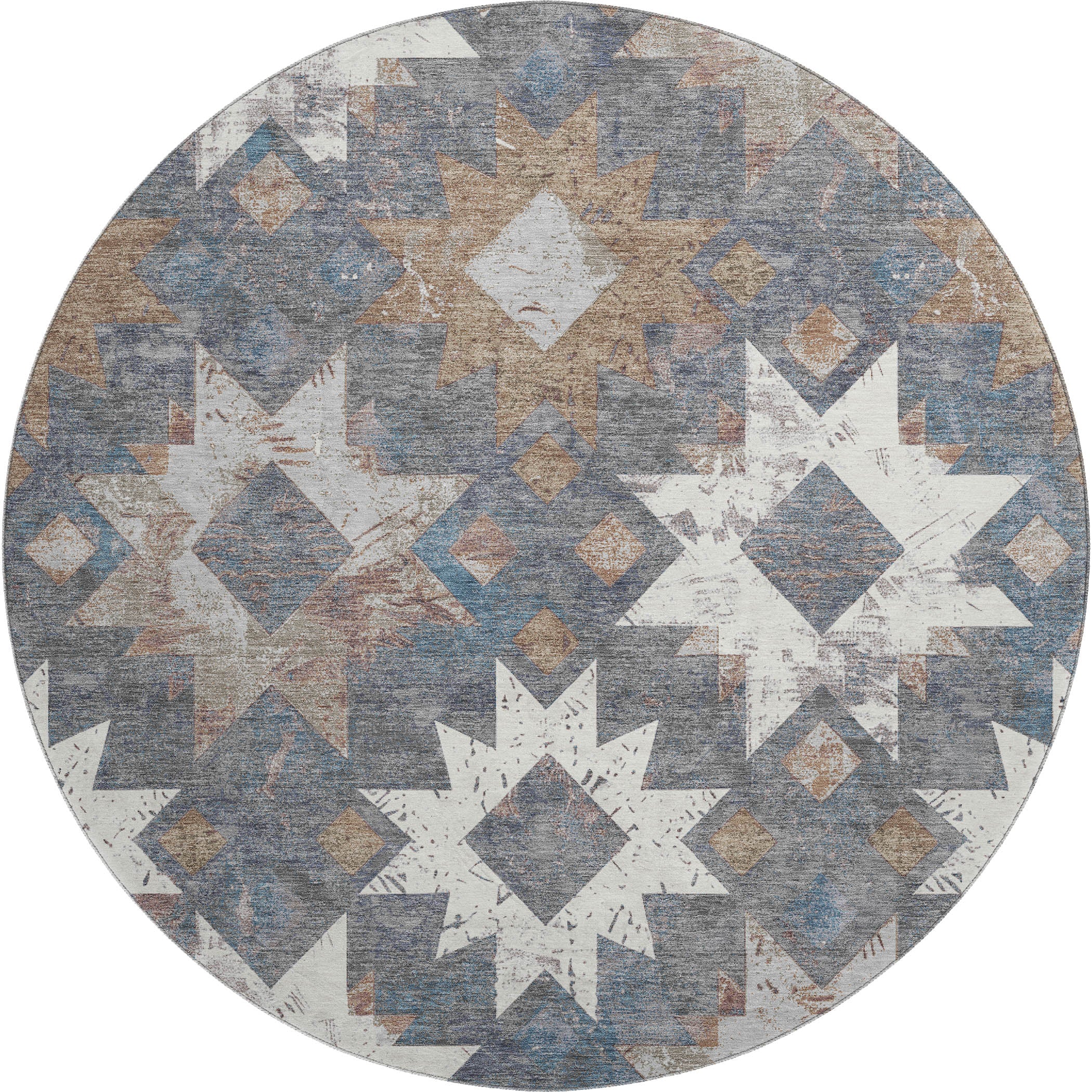 Valletta Machine Washable Transitional Gray Rug 8' x 8' #shape_Round