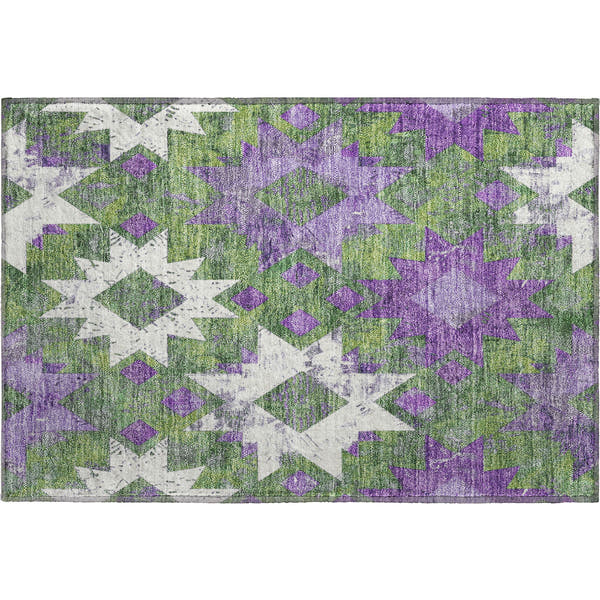 Valletta Machine Washable Transitional Green Rug 1'8" x 2'6"
