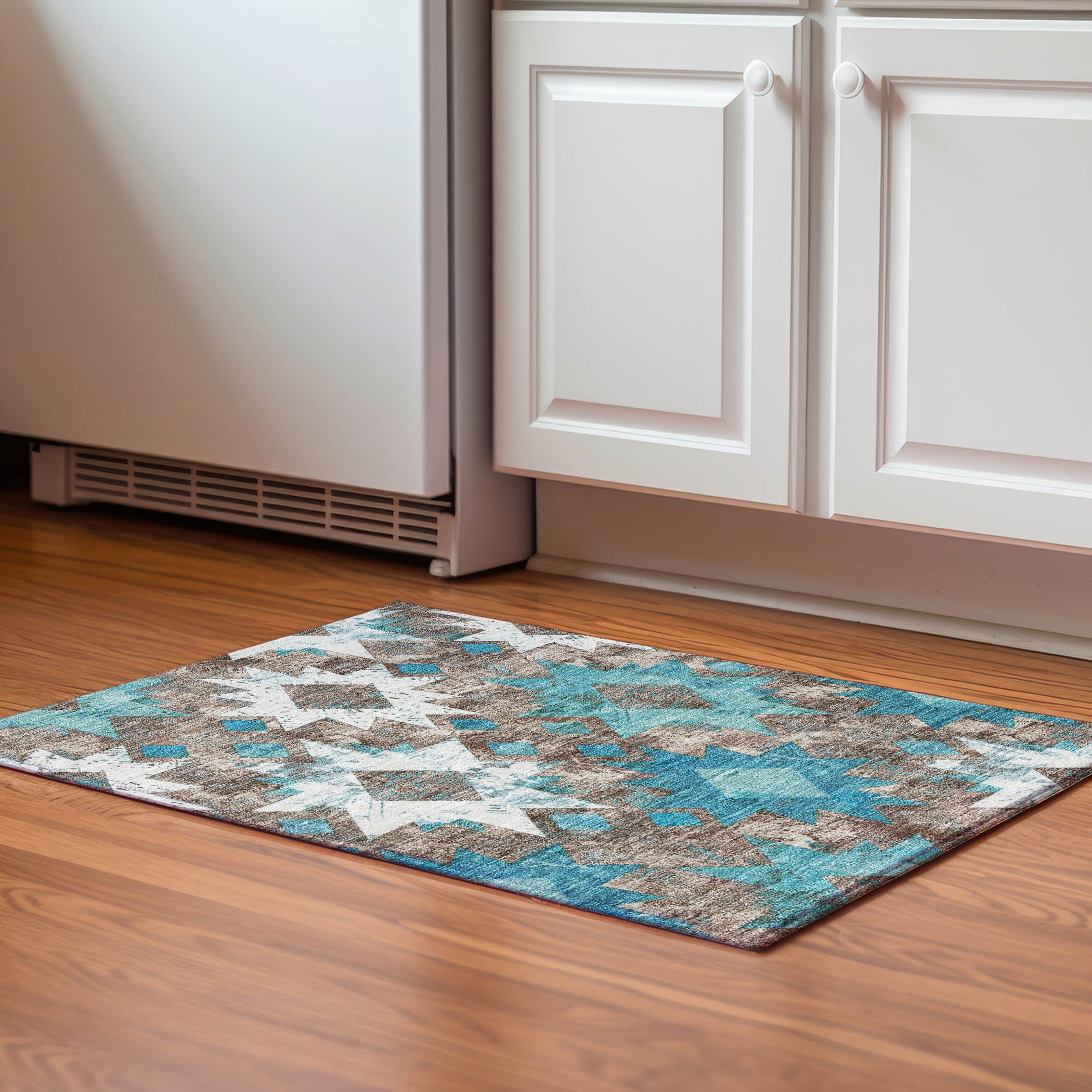 Valletta Machine Washable Transitional Teal Rug 1'8" x 2'6" #shape_Rectangle