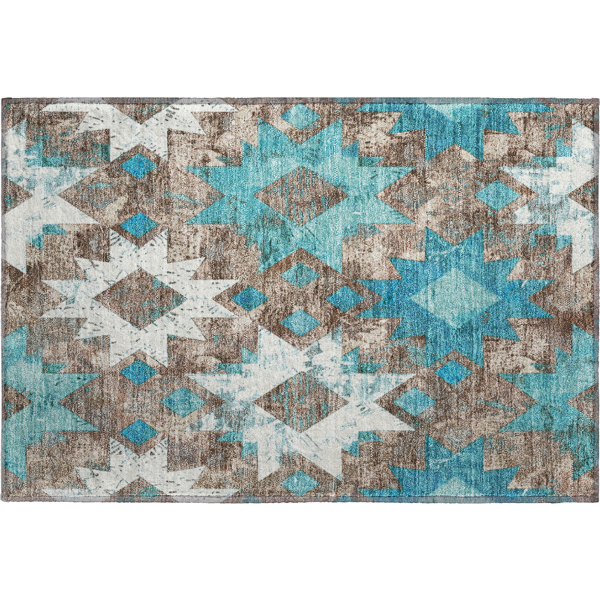 Valletta Machine Washable Transitional Teal Rug 1'8" x 2'6" #shape_Rectangle