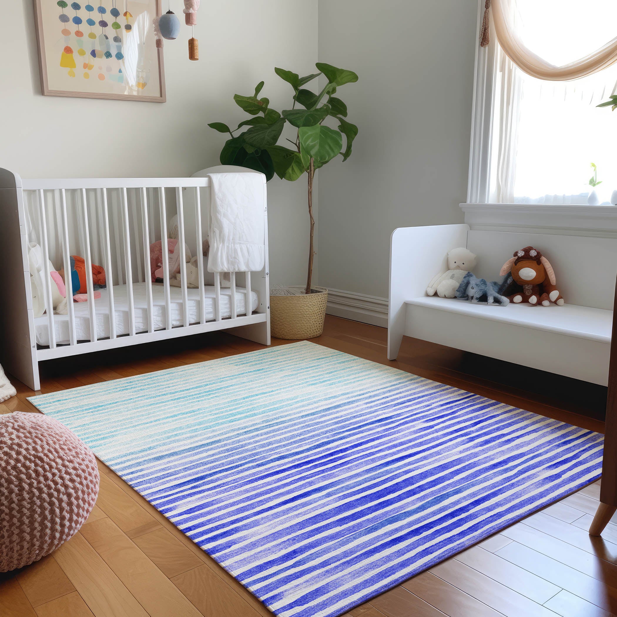 Sarajevo Machine Washable Coastal Blue Rug 2'6" x 3'10" #shape_Rectangle