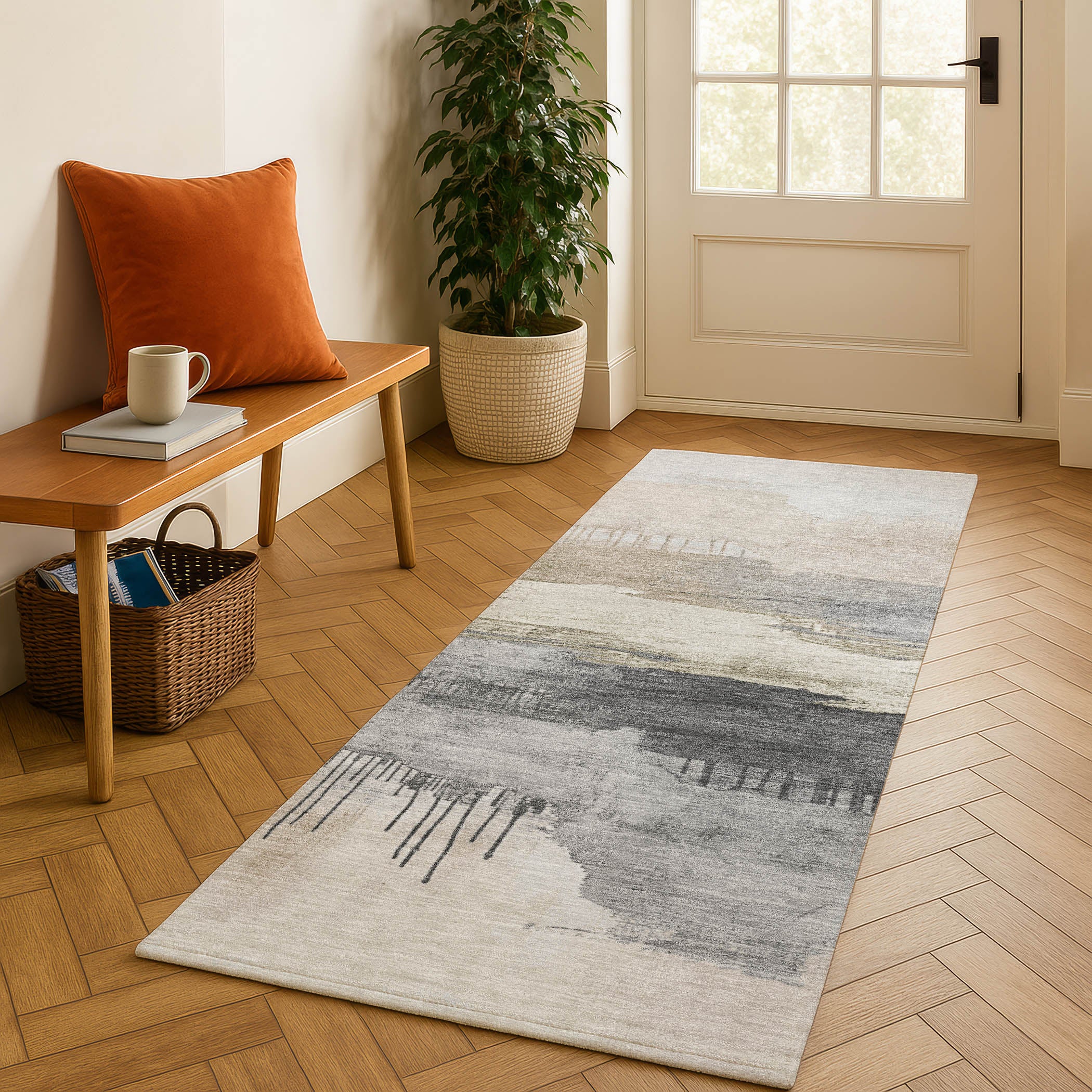 Salzburg Machine Washable Transitional Ivory Rug 2'3" x 7'6" #shape_Runner