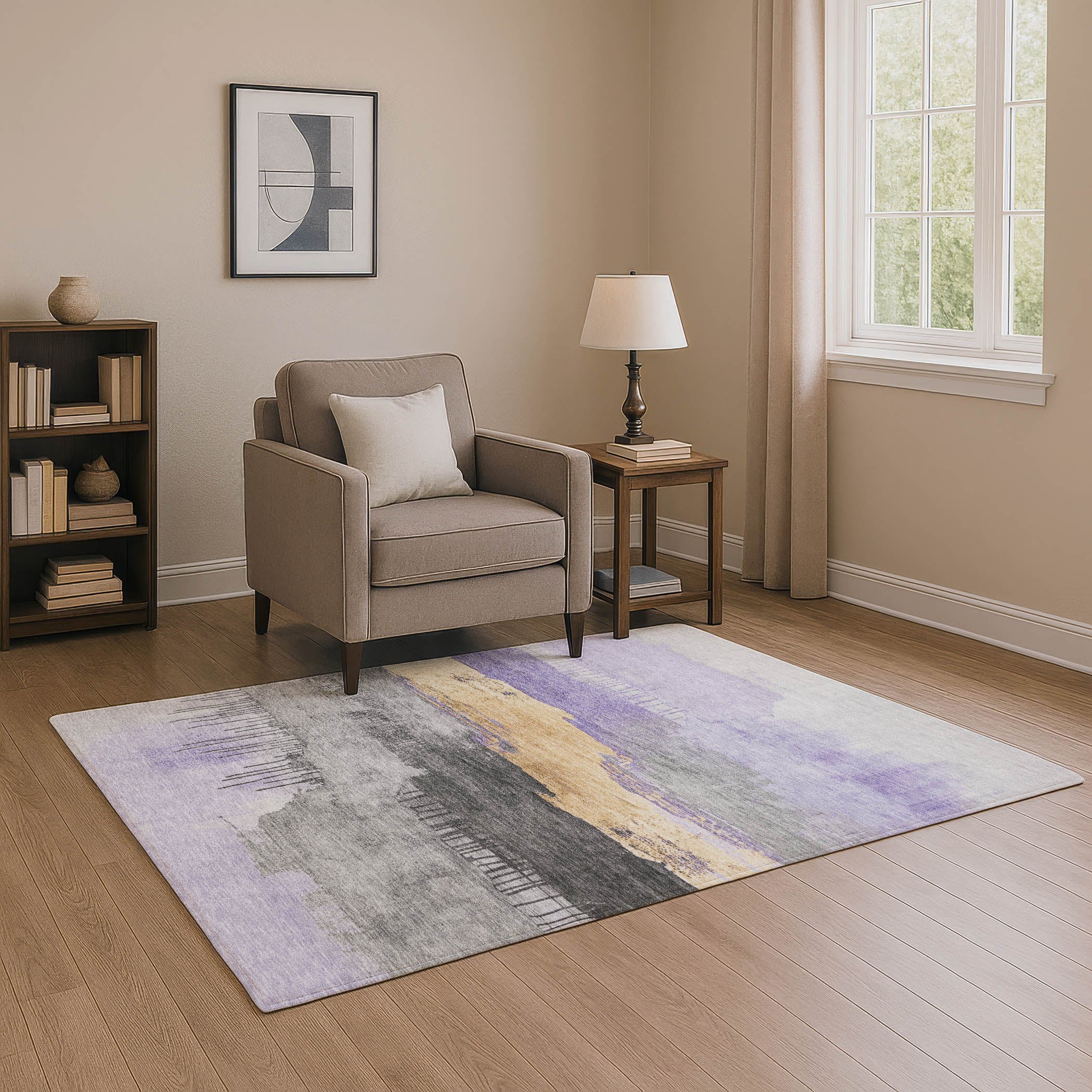 Salzburg Machine Washable Transitional Lavender Purple Rug 2'6" x 3'10" #shape_Rectangle