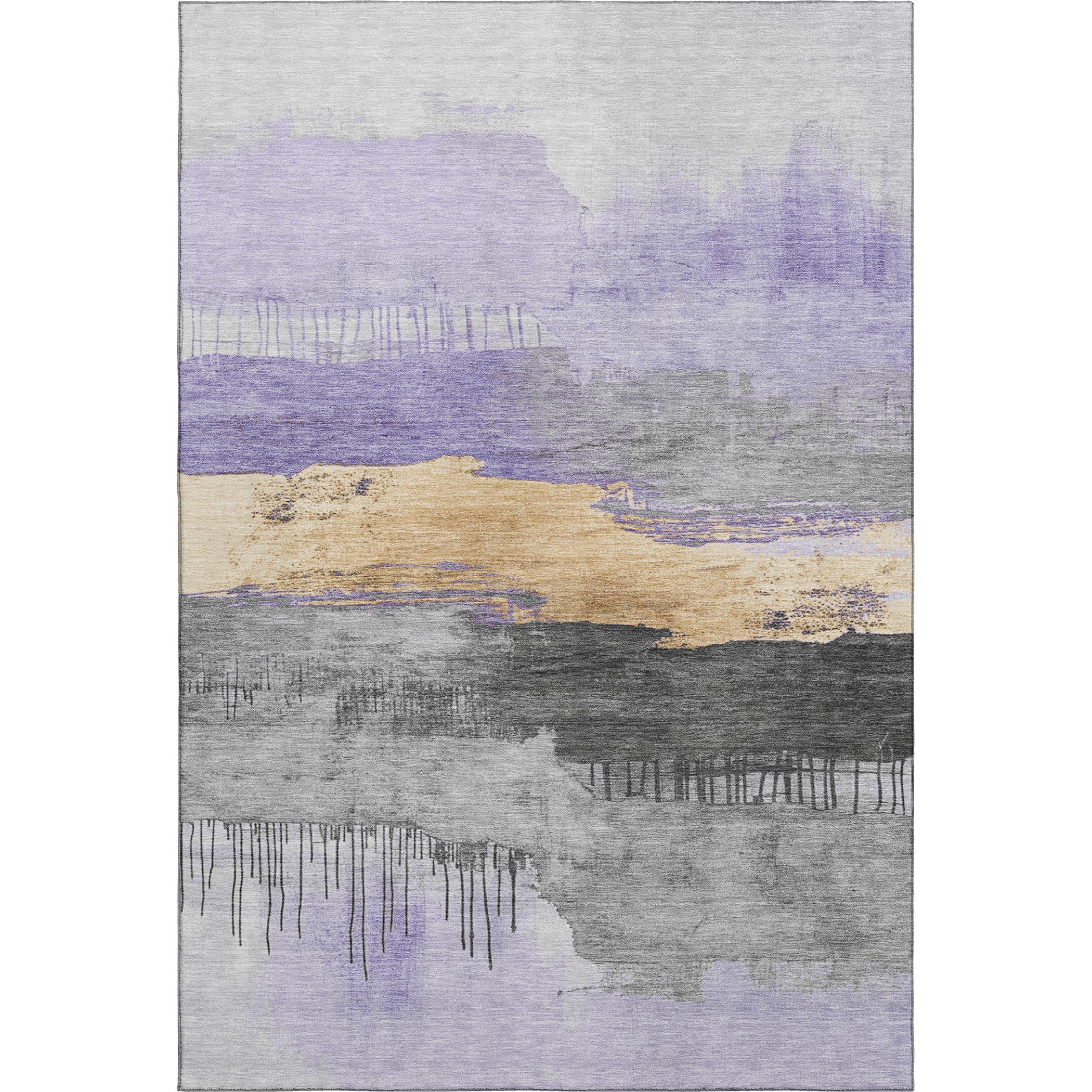 Salzburg Machine Washable Transitional Lavender Purple Rug 2'6" x 3'10" #shape_Rectangle