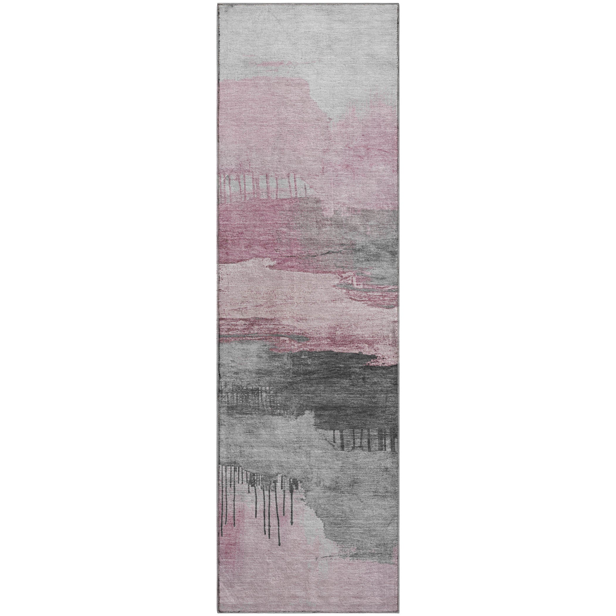 Salzburg Machine Washable Transitional Pink Rug 2'3" x 7'6" #shape_Runner
