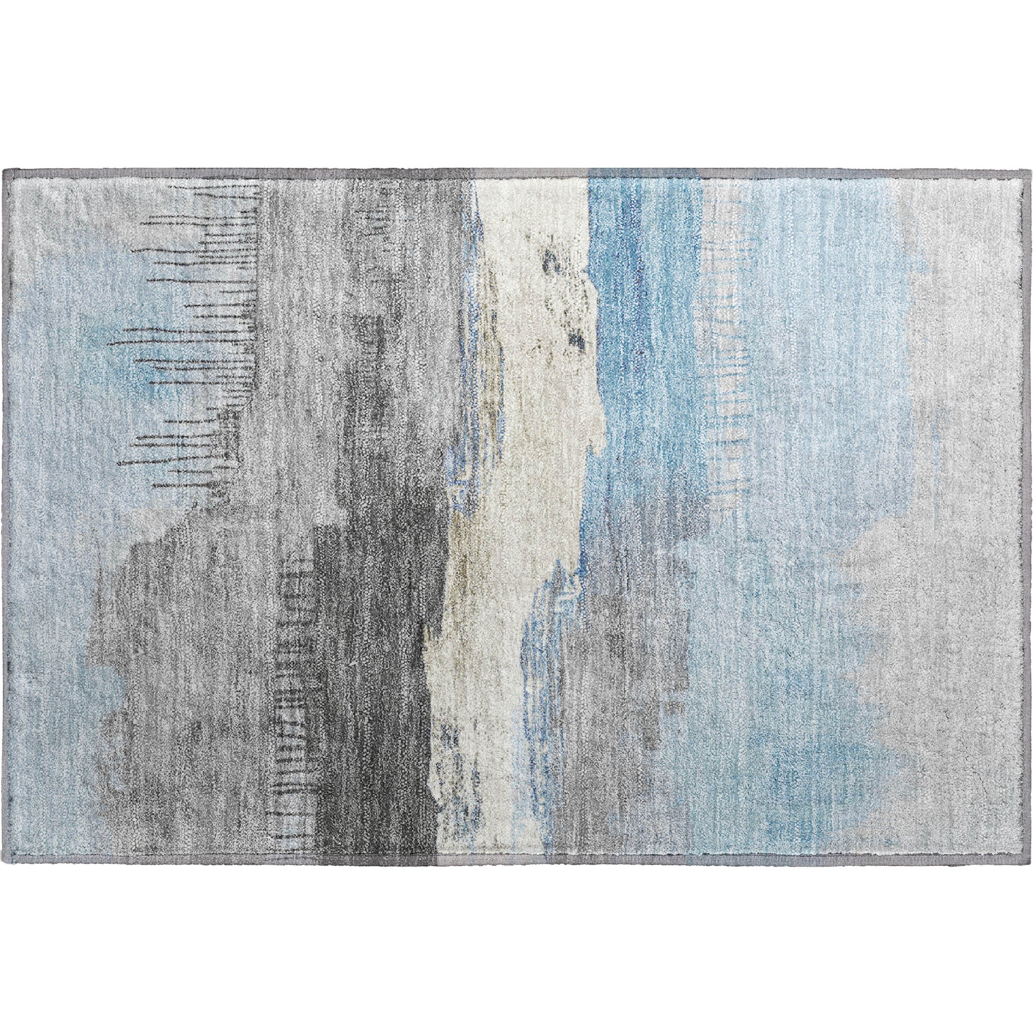 Salzburg Machine Washable Transitional Sky Blue Rug 1'8" x 2'6" #shape_Rectangle