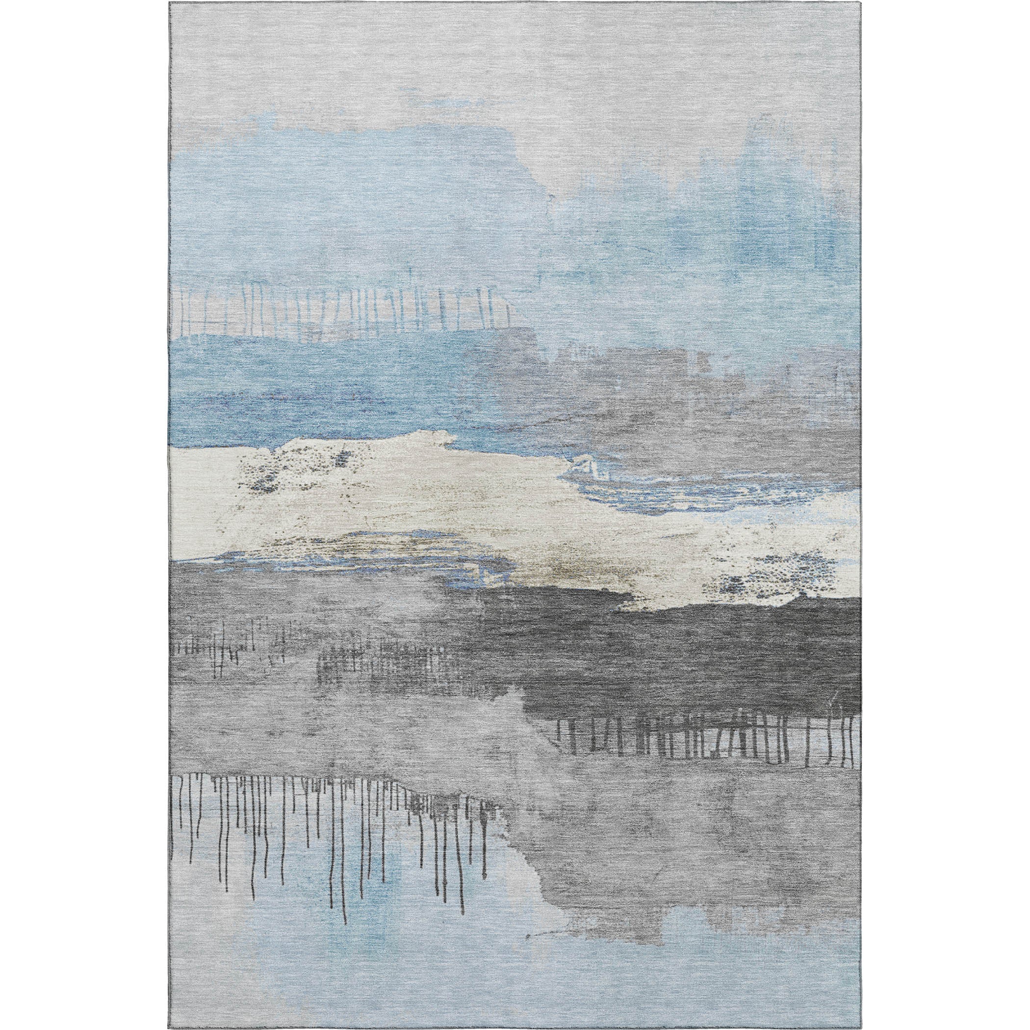 Salzburg Machine Washable Transitional Sky Blue Rug 2'6" x 3'10" #shape_Rectangle
