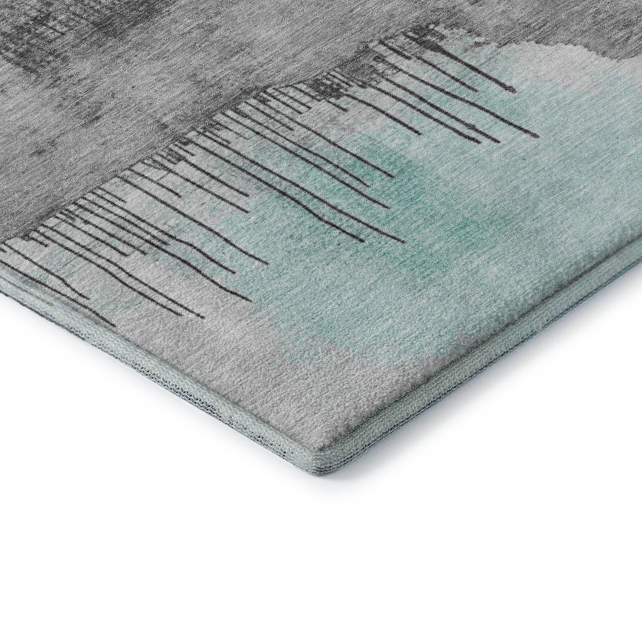 Salzburg Machine Washable Transitional Teal Rug 1'8" x 2'6" #shape_Rectangle