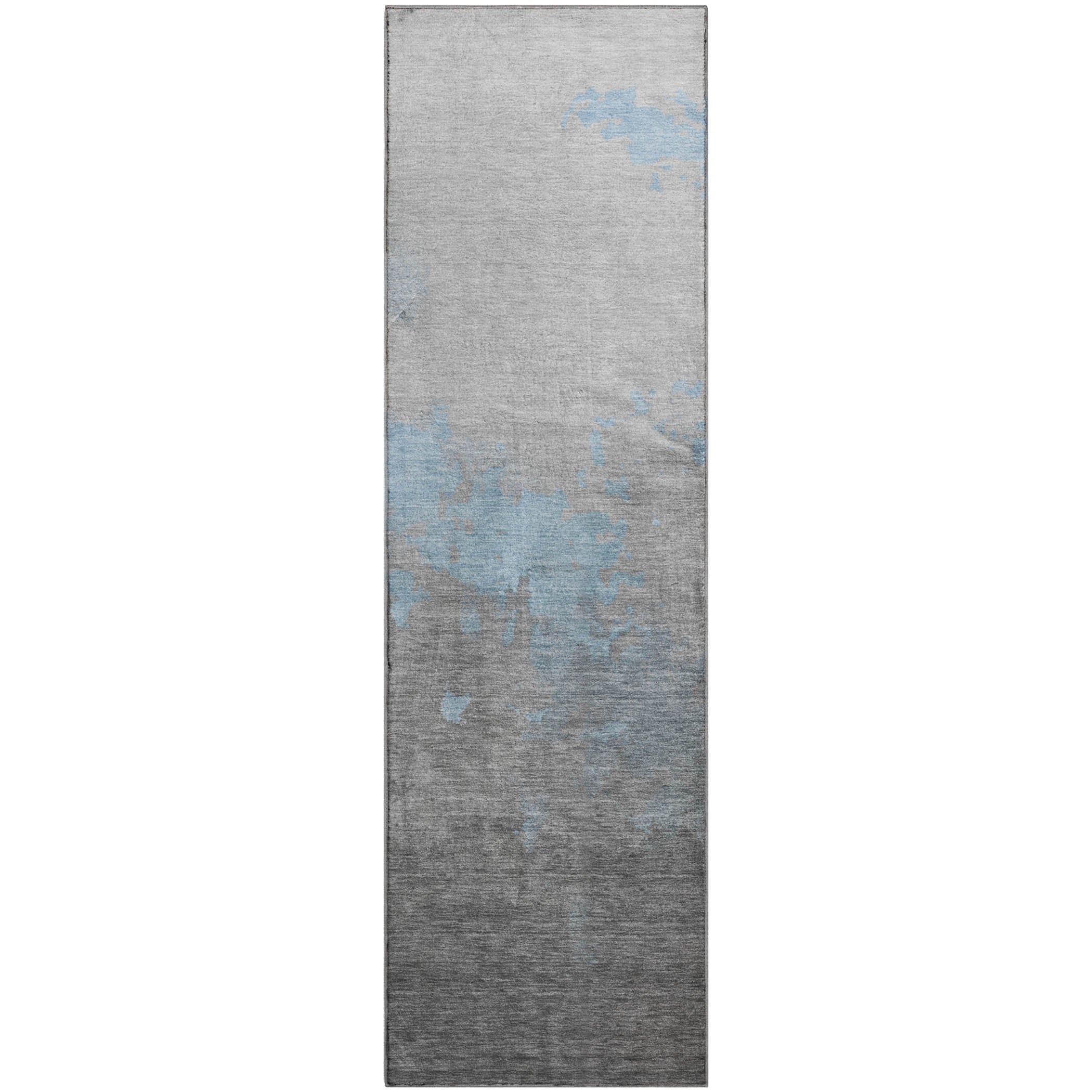 Cartagena Machine Washable Transitional Blue Rug 2'3" x 7'6" #shape_Runner