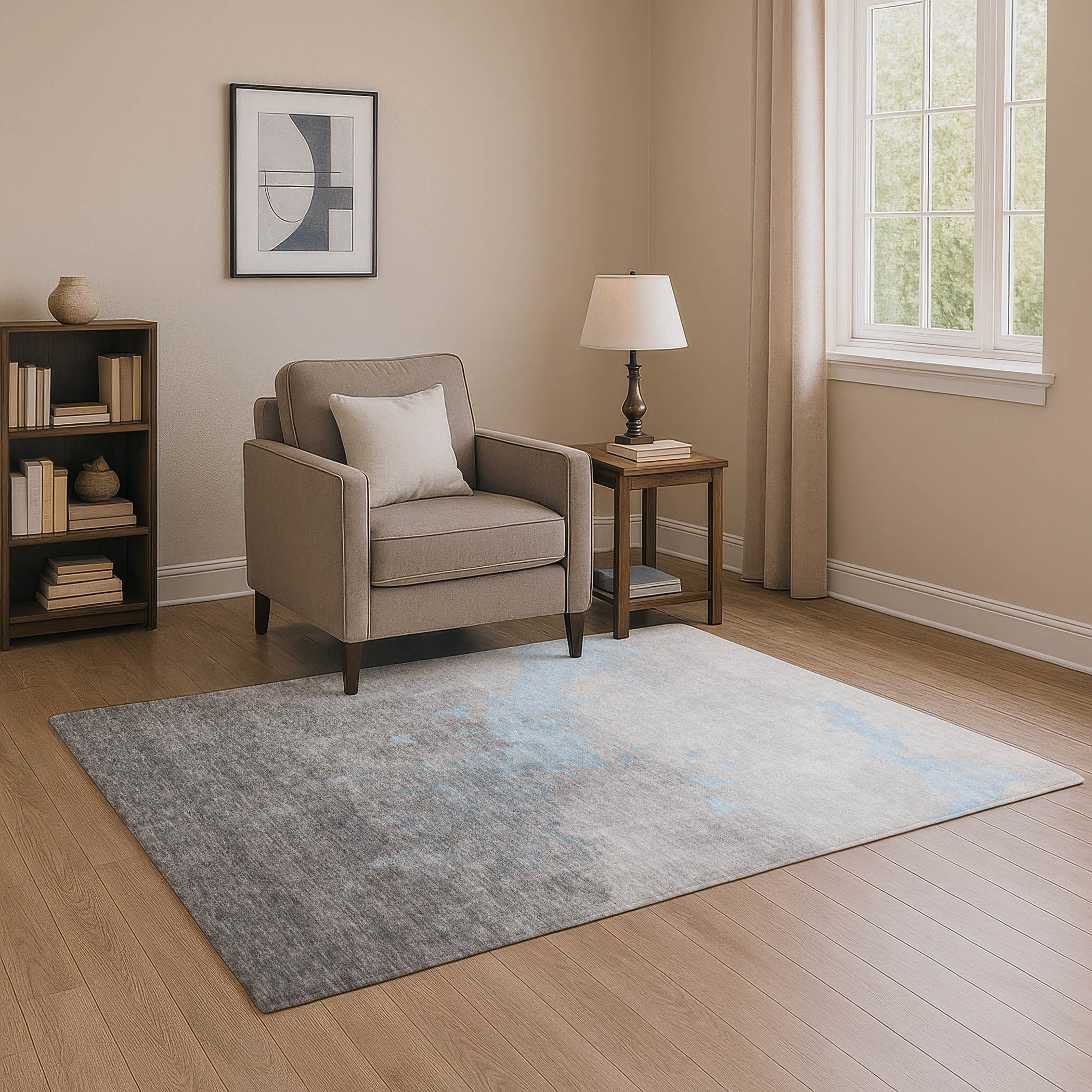 Cartagena Machine Washable Transitional Blue Rug 2'6" x 3'10" #shape_Rectangle