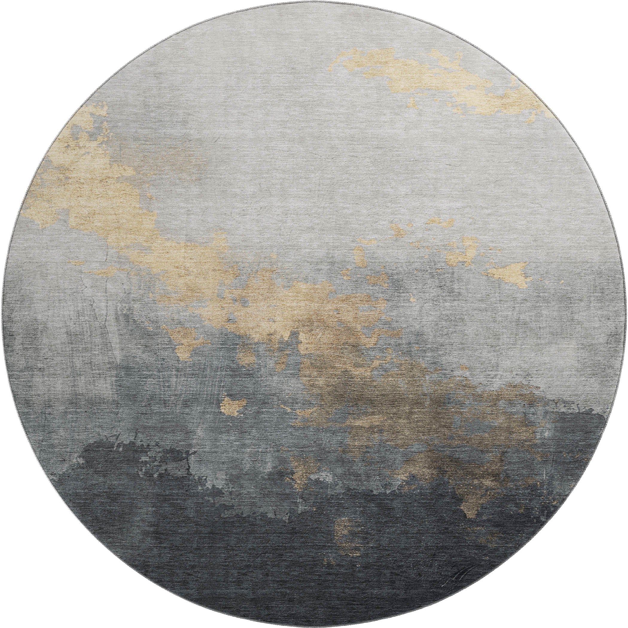 Cartagena Machine Washable Transitional Gold Rug 8' x 8' #shape_Round