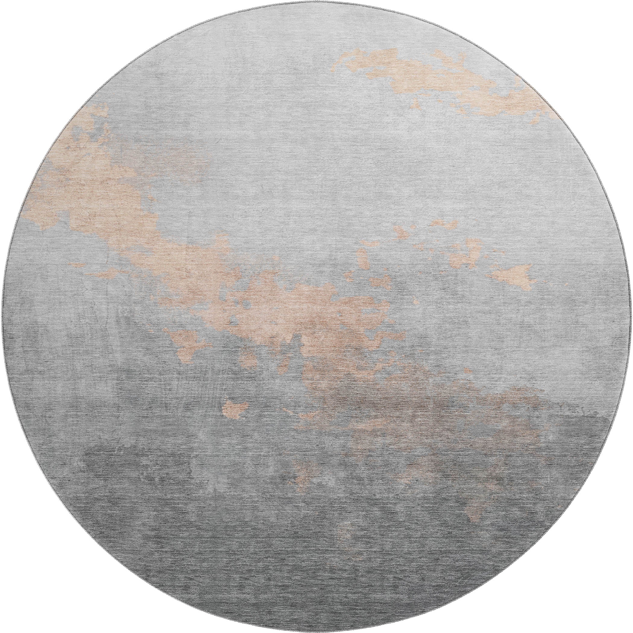 Cartagena Machine Washable Transitional Peach Orange Rug 8' x 8' #shape_Round