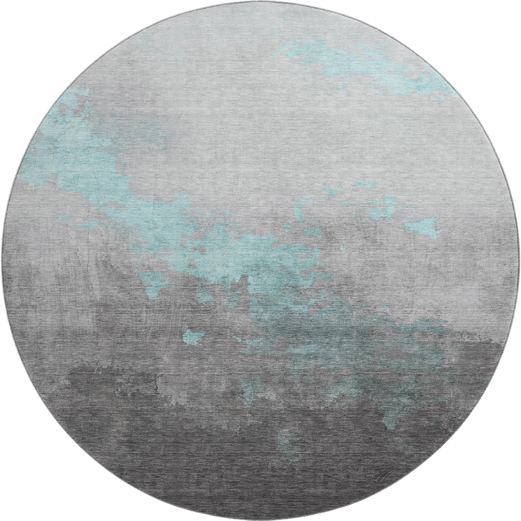 Cartagena Machine Washable Transitional Teal Rug 8' x 8' #shape_Round
